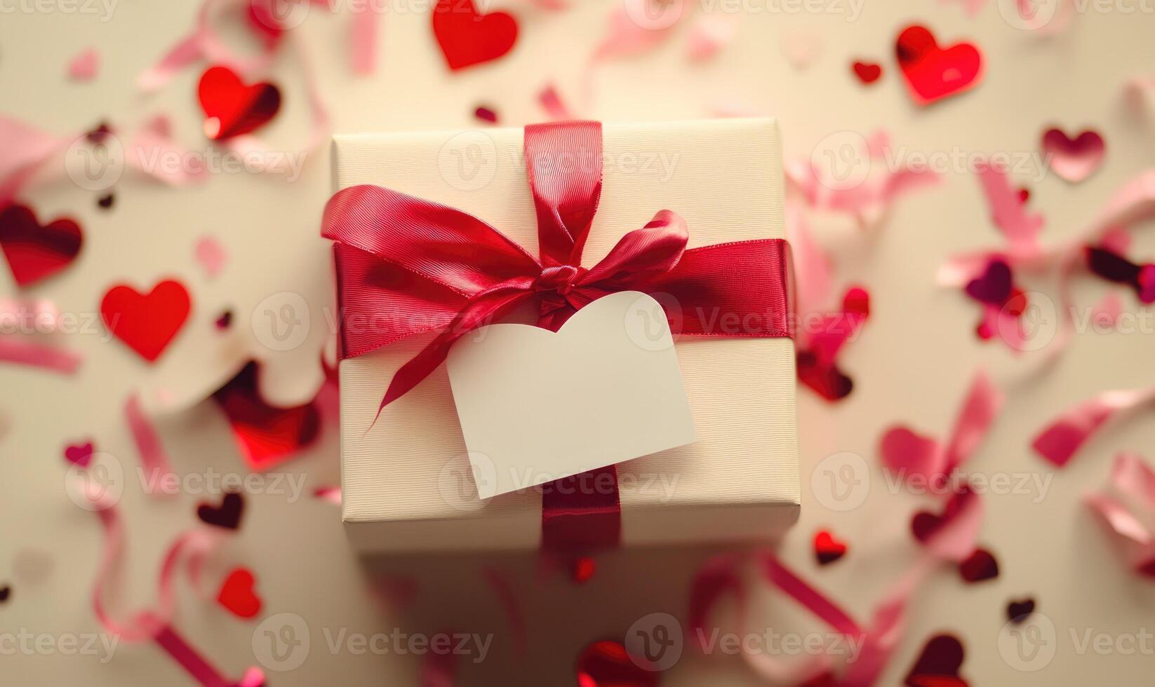 A white box with a red ribbon photo