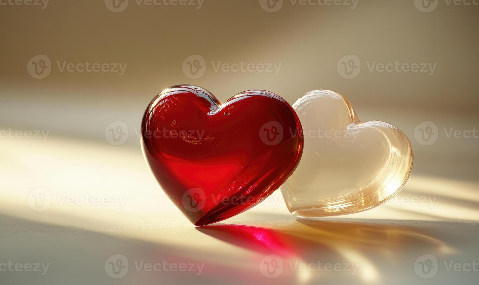 Two hearts are on a table photo