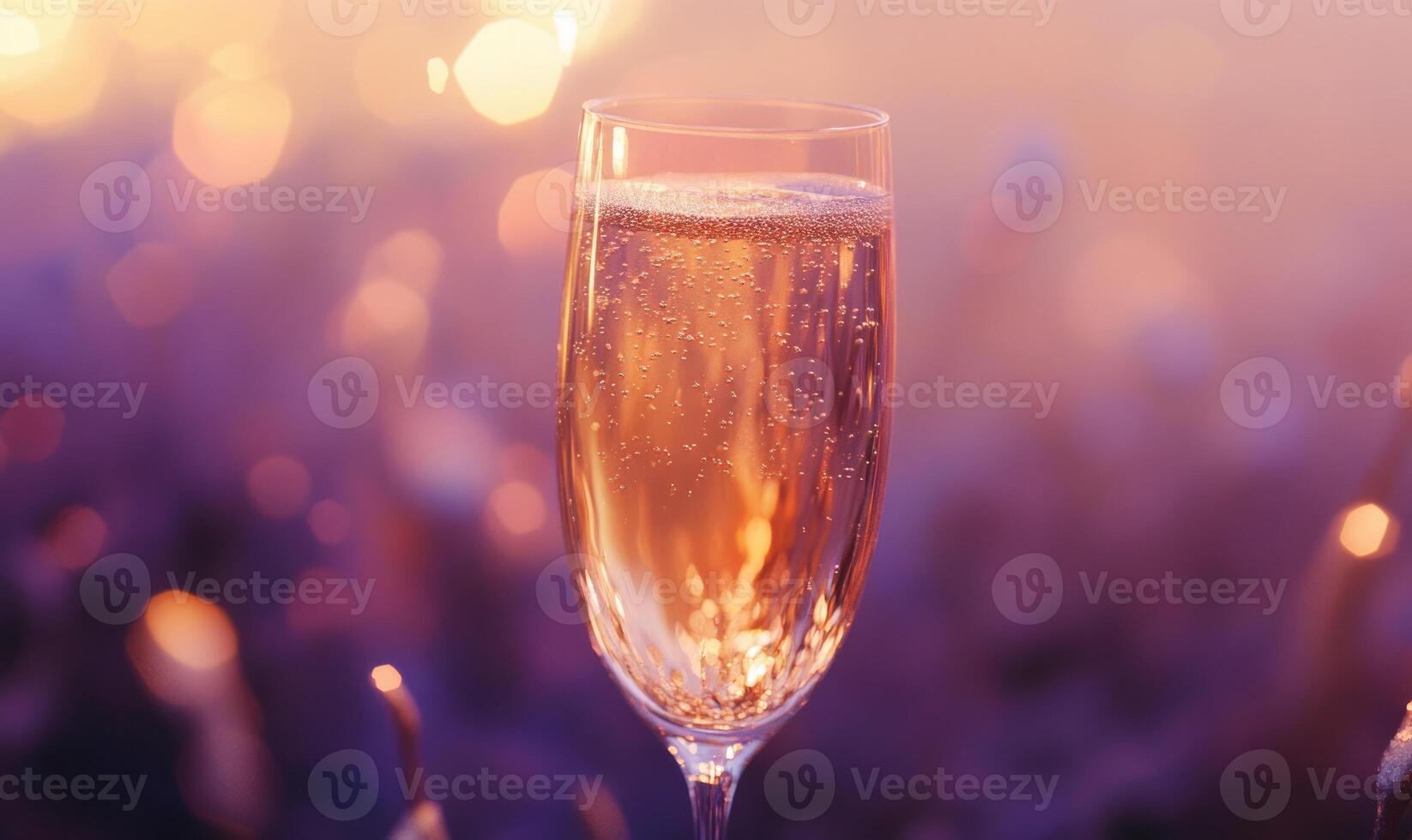 A glass of champagne is sitting on a table photo