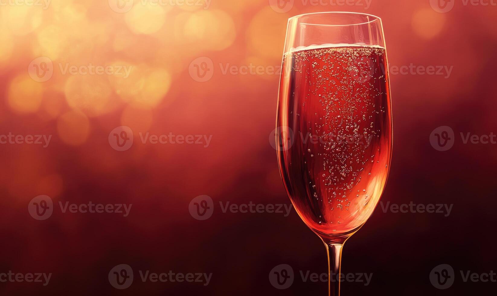 A glass of red wine with bubbles in it photo