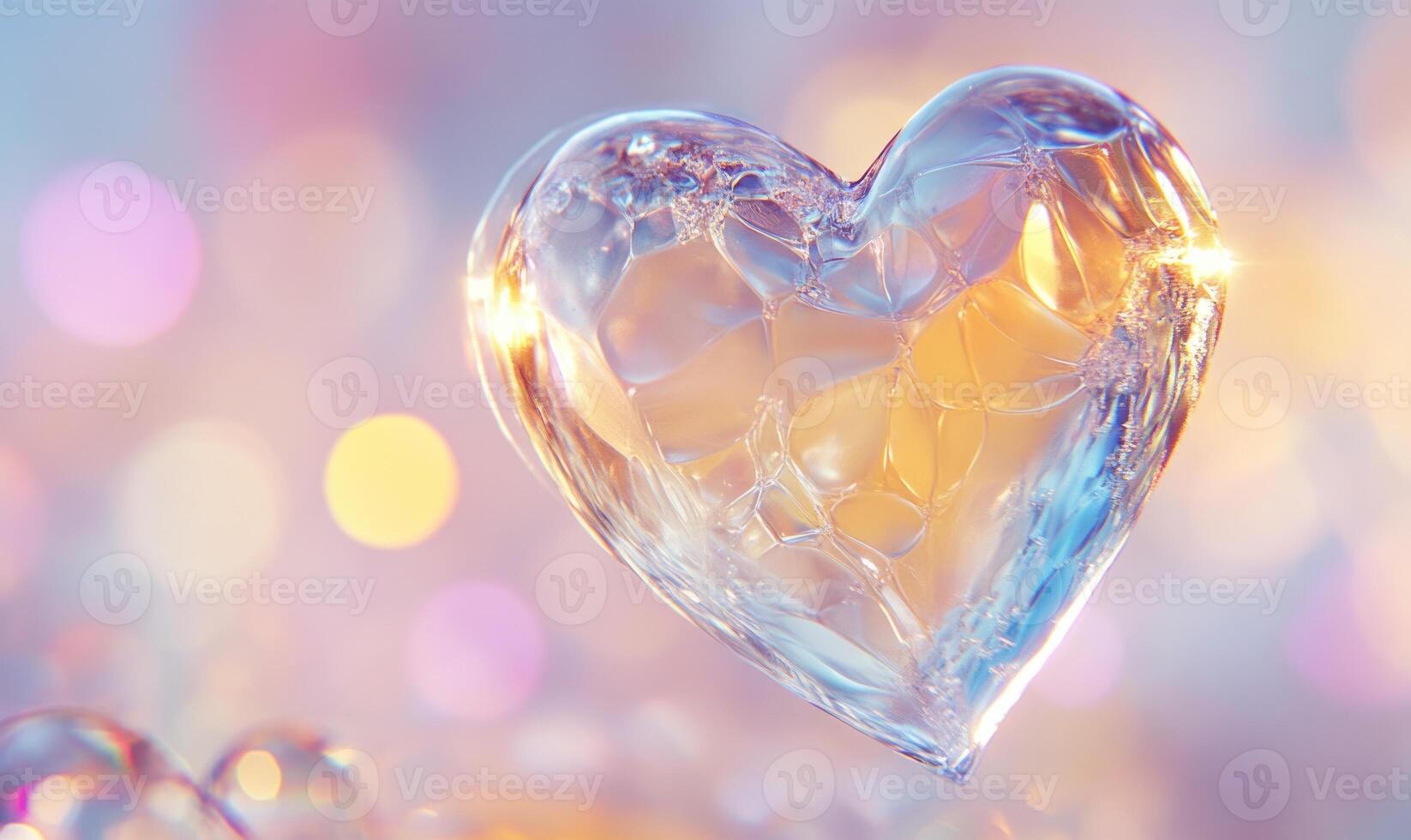 A heart made of glass is floating in the air photo