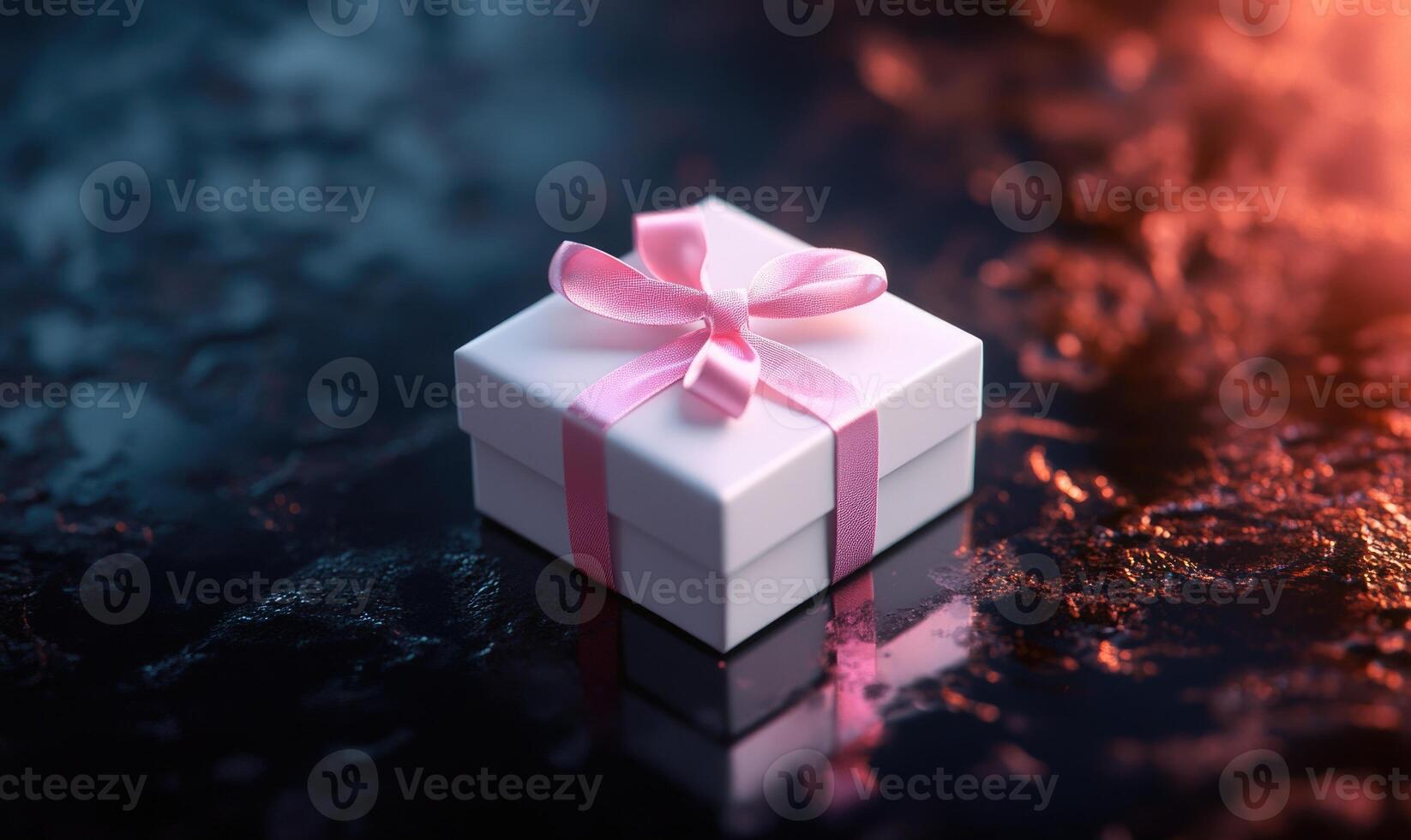 A white box with a pink ribbon on top photo