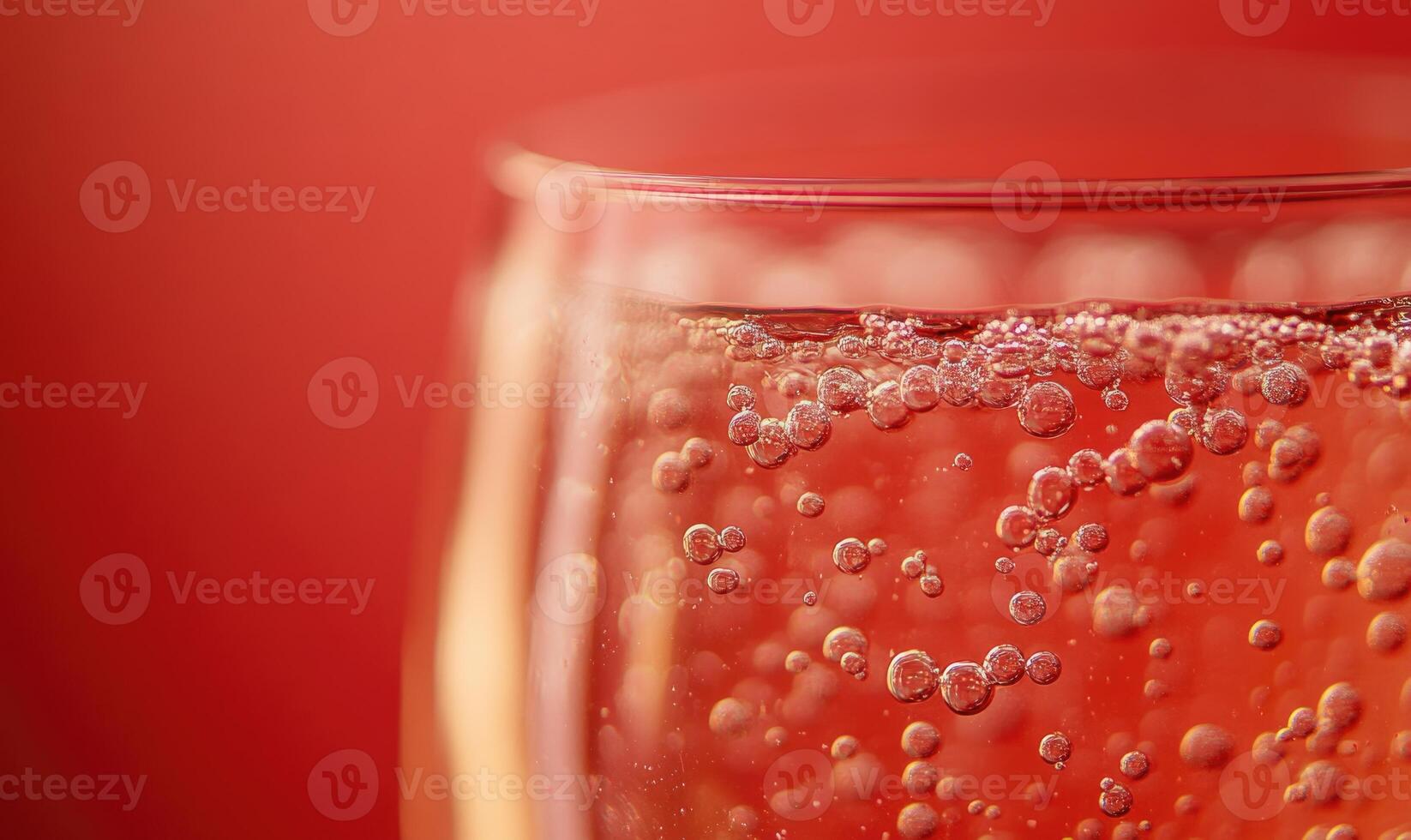 A glass of red liquid with bubbles in it photo
