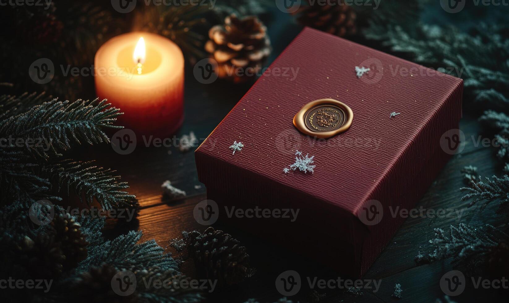 A red box with a seal on it photo