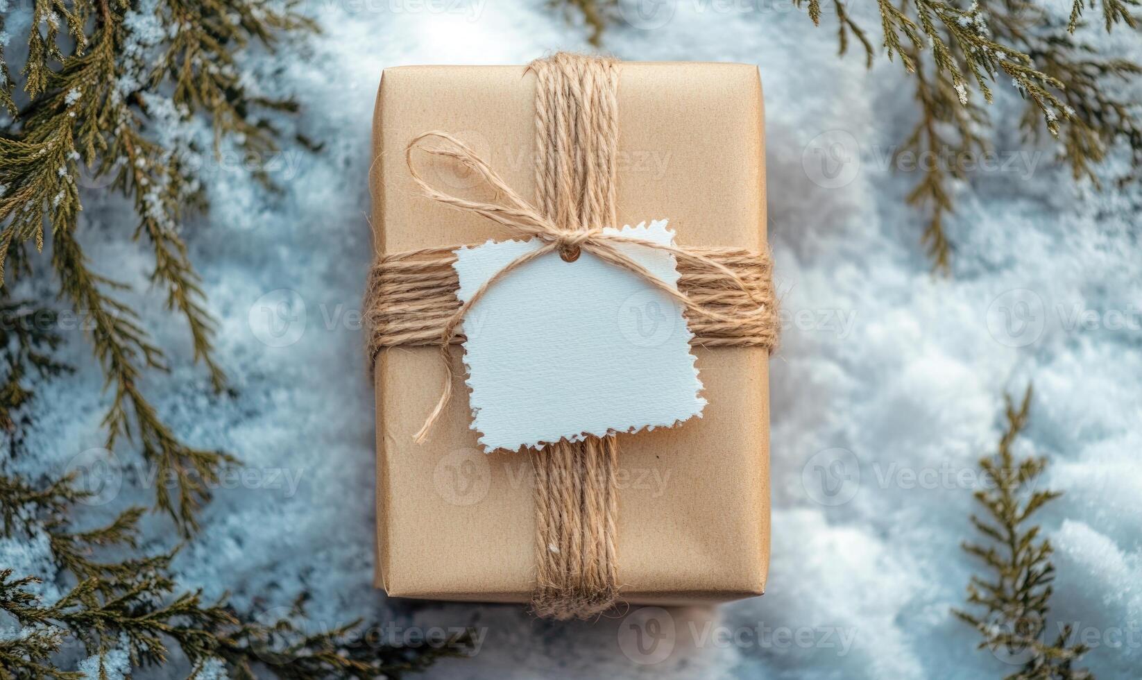 A brown box with a white tag on it photo