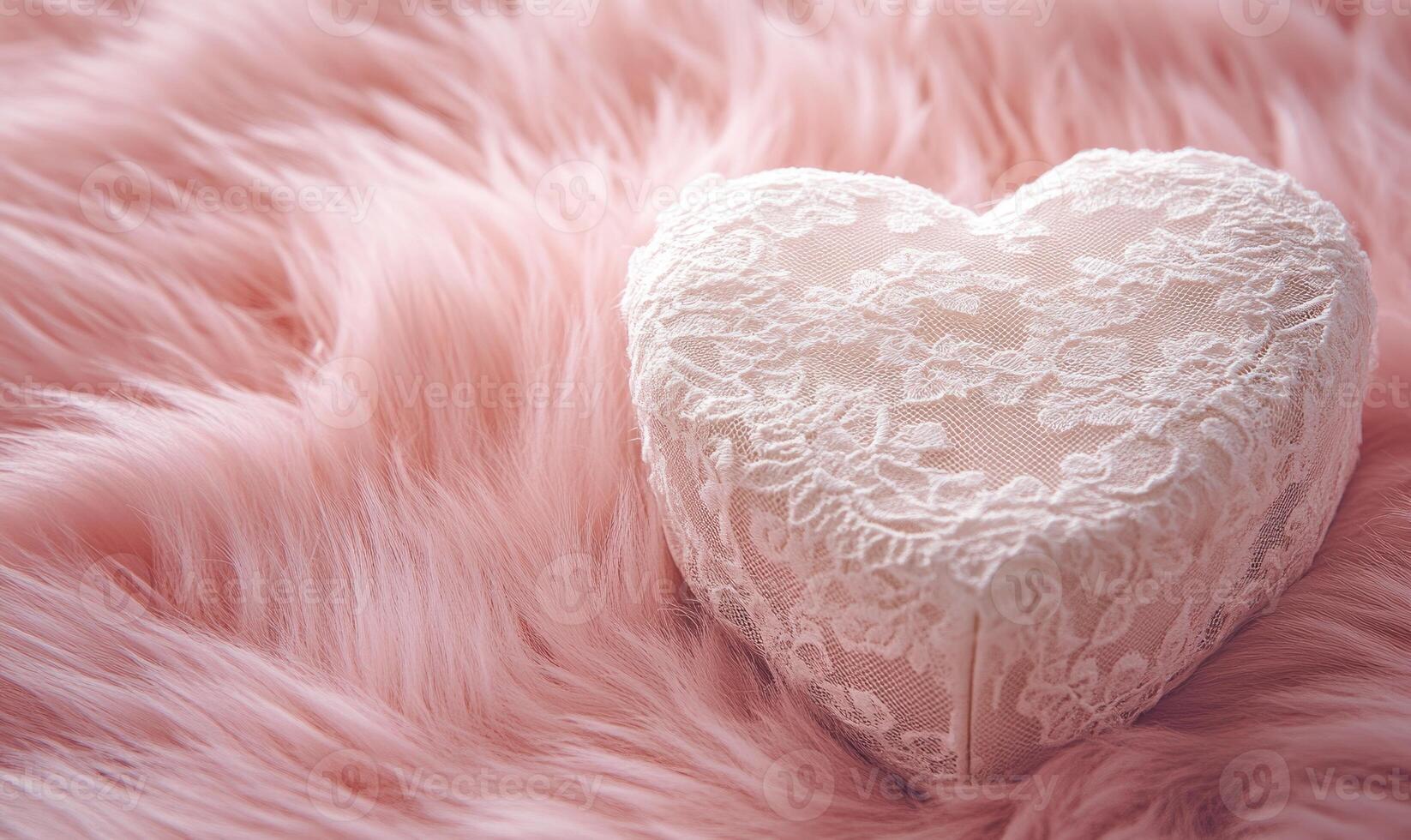 A heart made of lace is on a pink surface photo