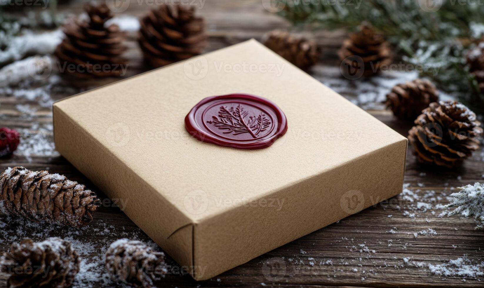 A brown box with a red stamp on it photo