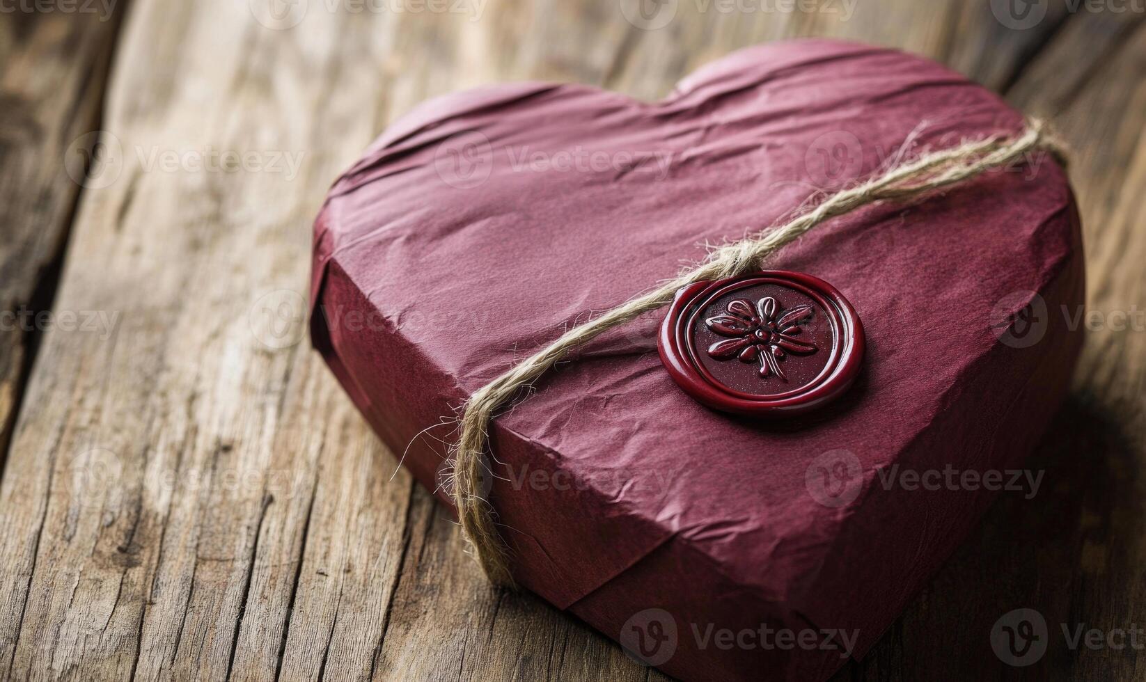 A red heart with a red stamp on it photo