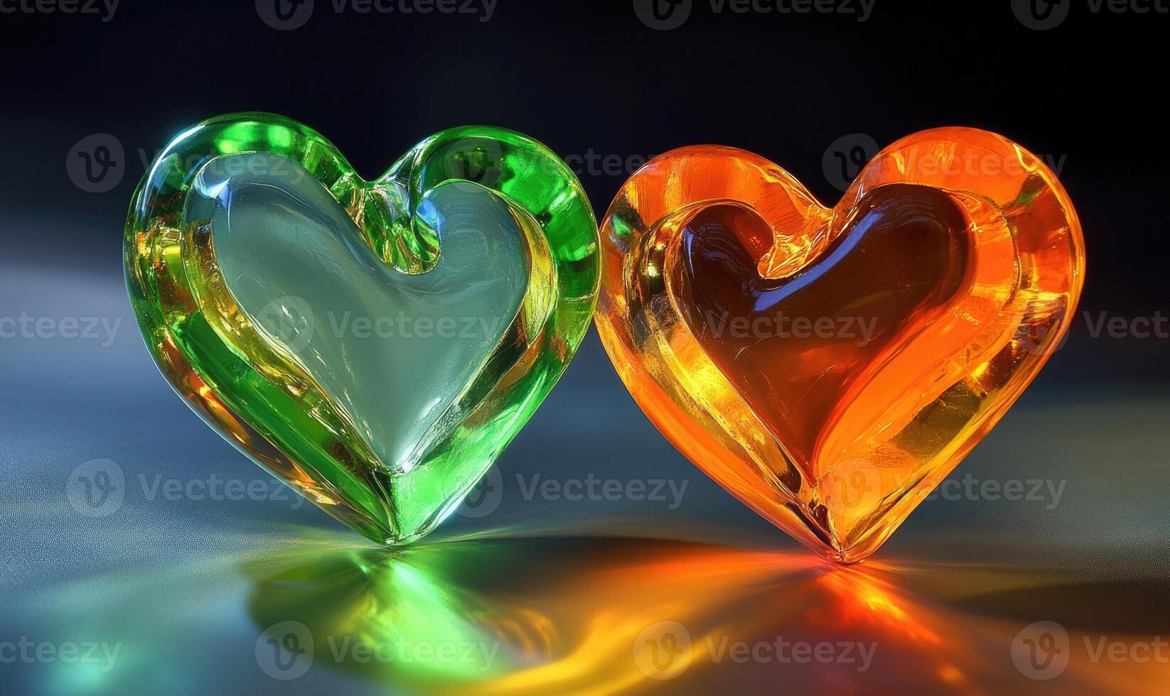 Two hearts are on a table photo