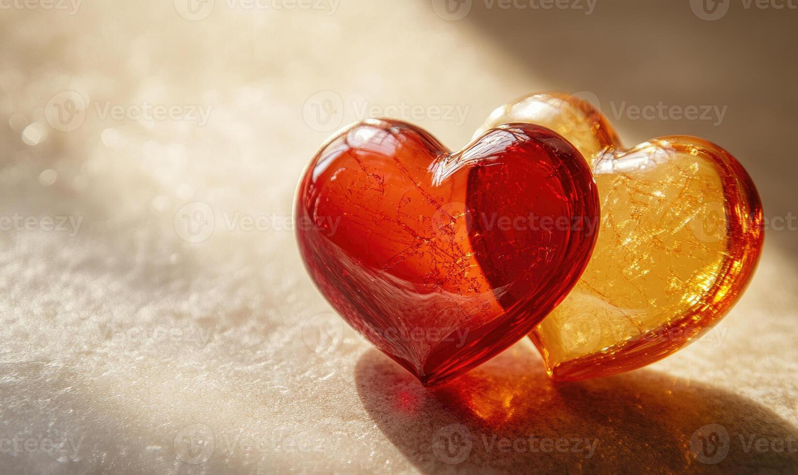 Two hearts are on a table photo