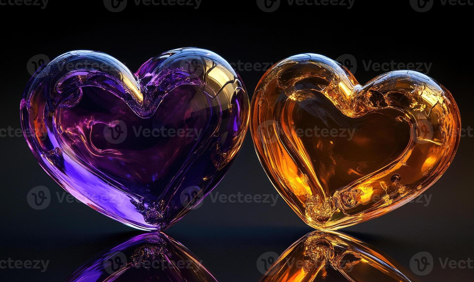 Two hearts are shown in a mirror photo