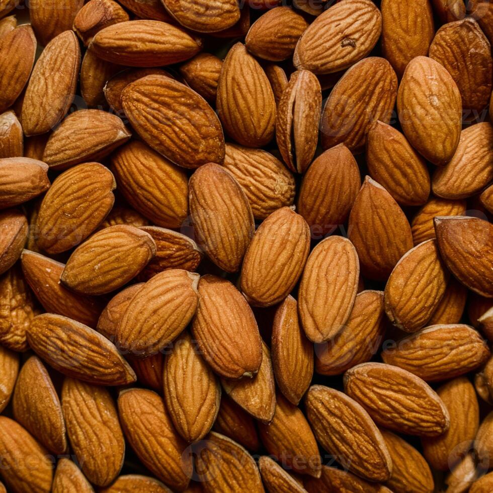 Close up of shelled almonds, brown hues and textures emphasize abundance For Social Media Post Size photo