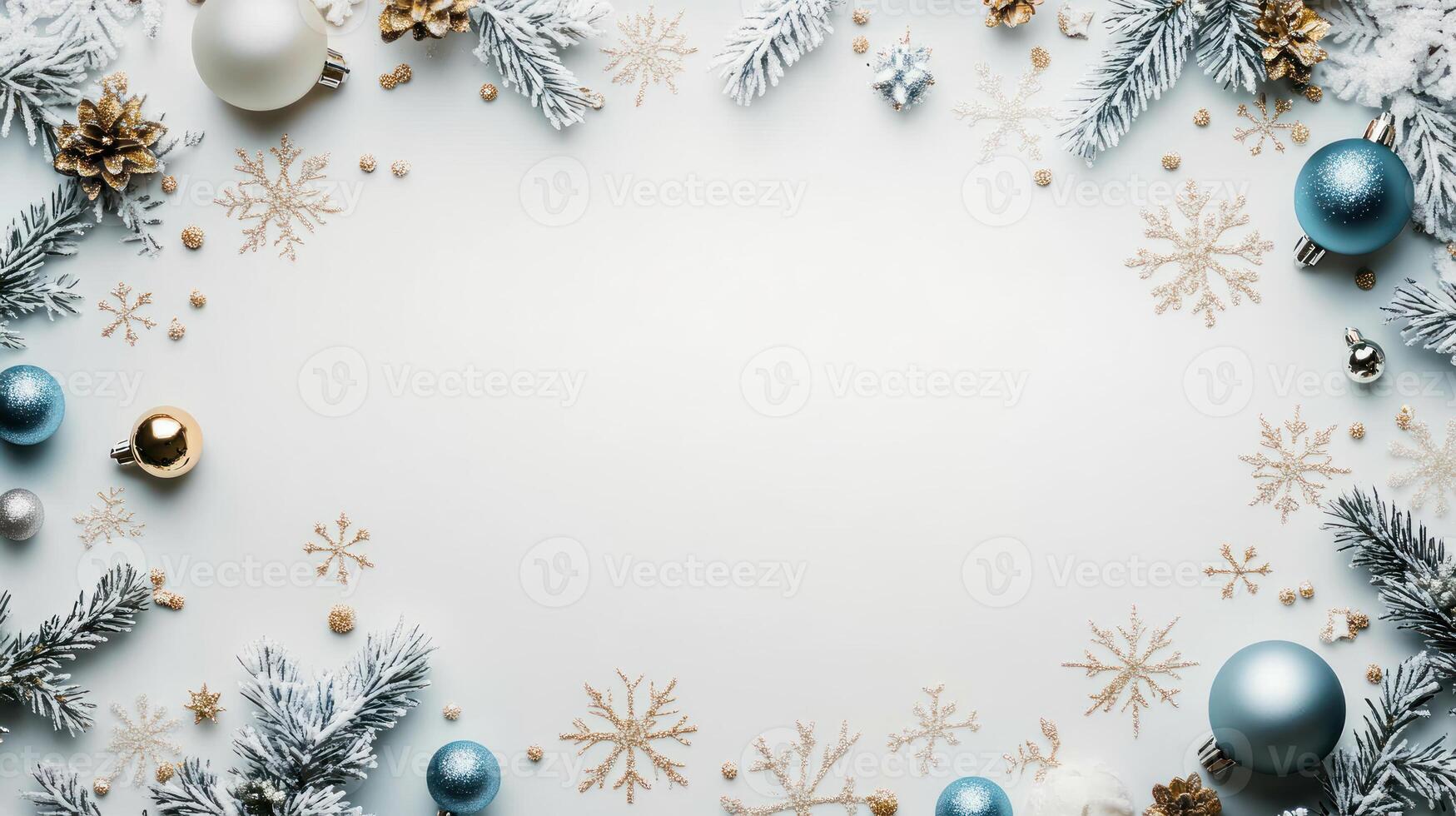 Bright Christmas Tree in Snowy Forest with Blank Red Sky photo