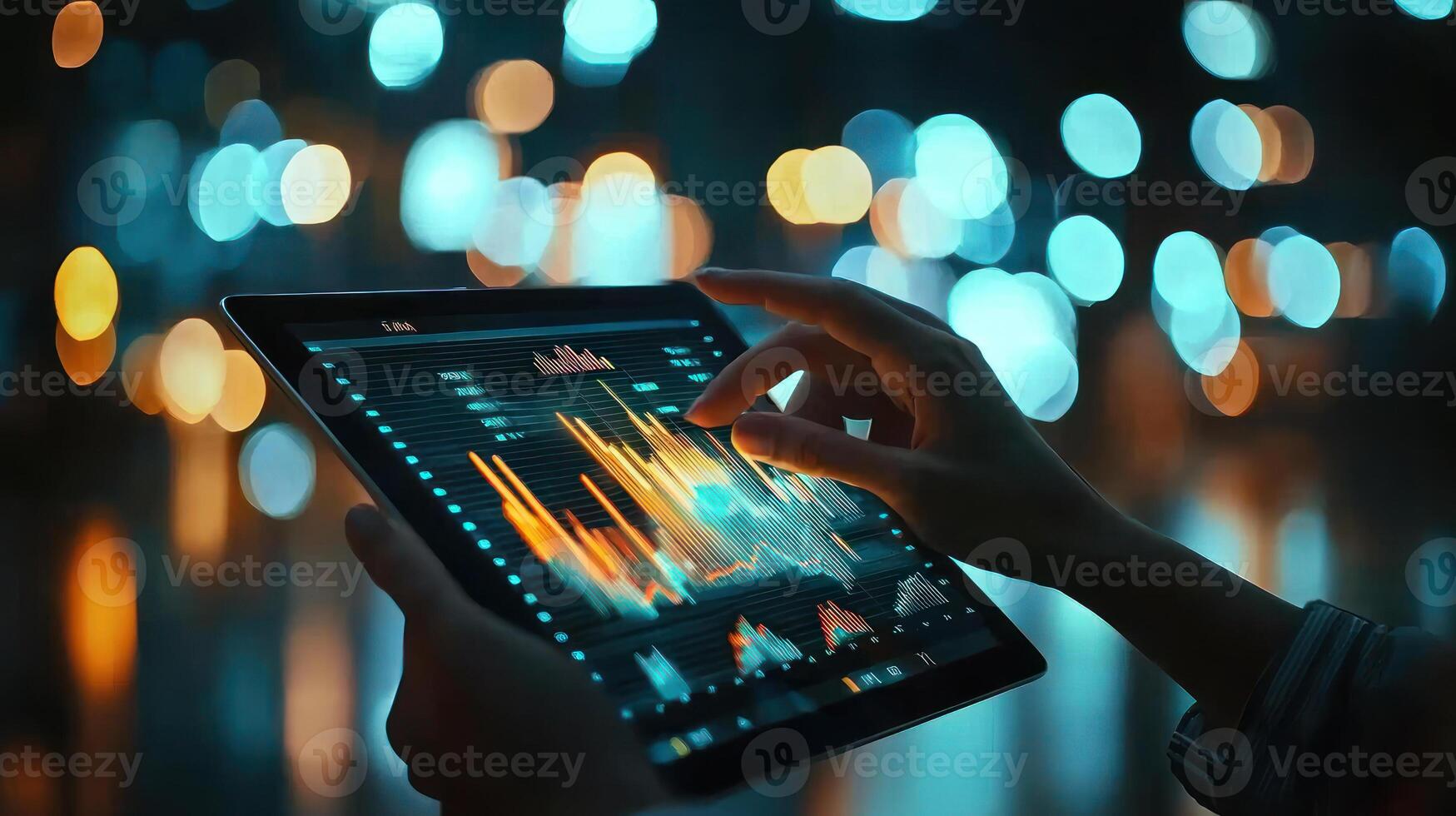 Digital Tablet Displaying Upward Data Insights photo