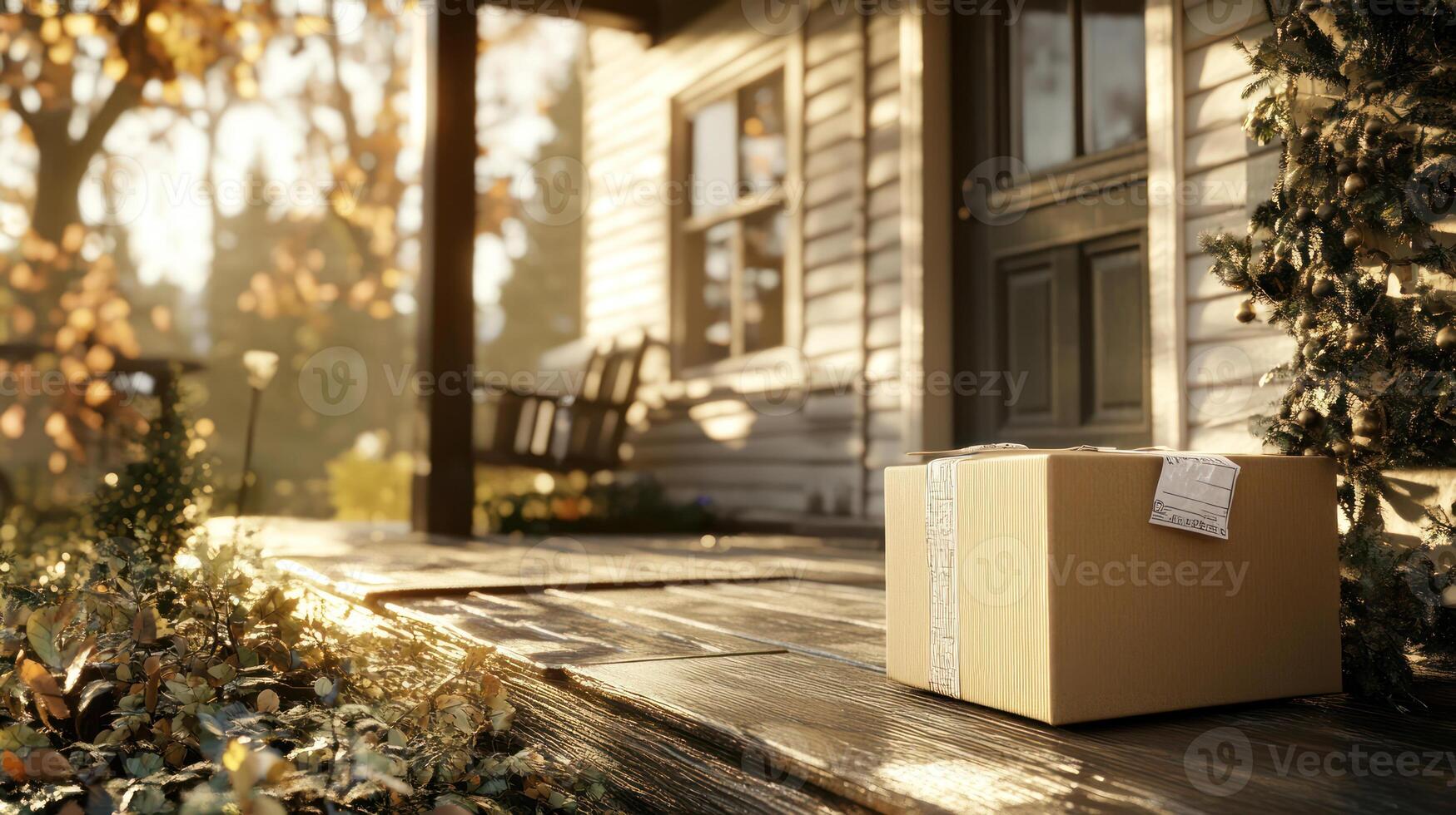 Morning Delivery Scene with Natural Light Reflection photo