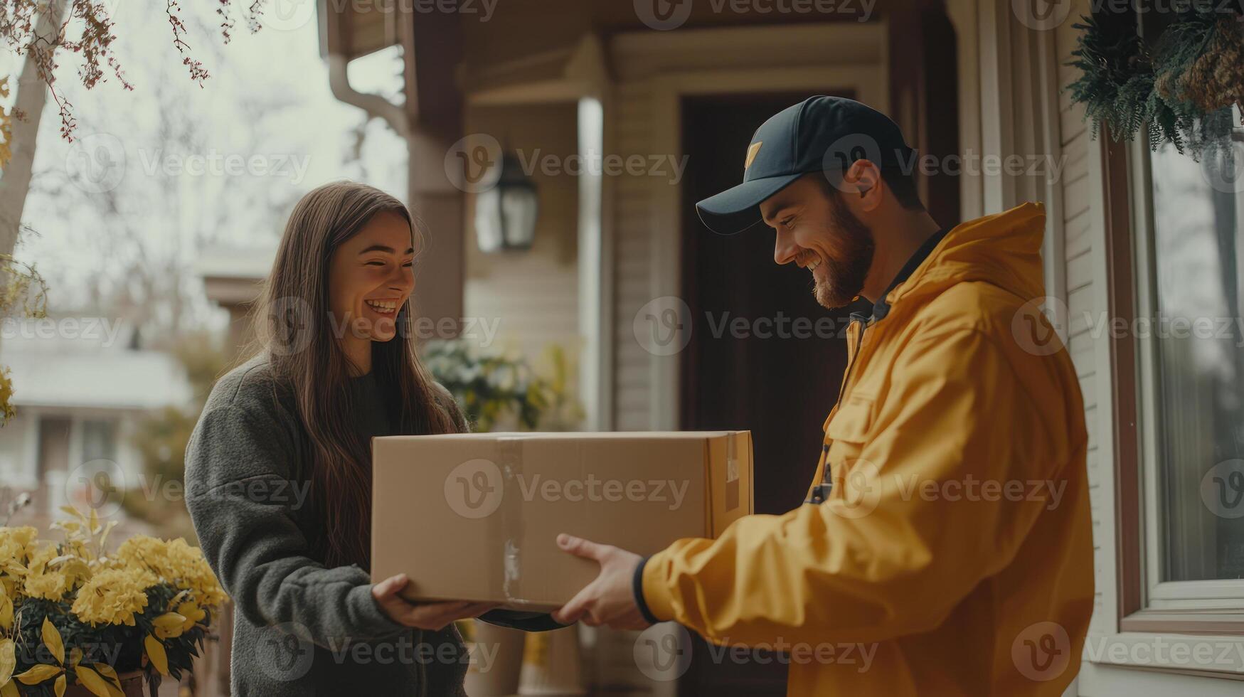 Happy Customer Receiving a Delivery Package photo