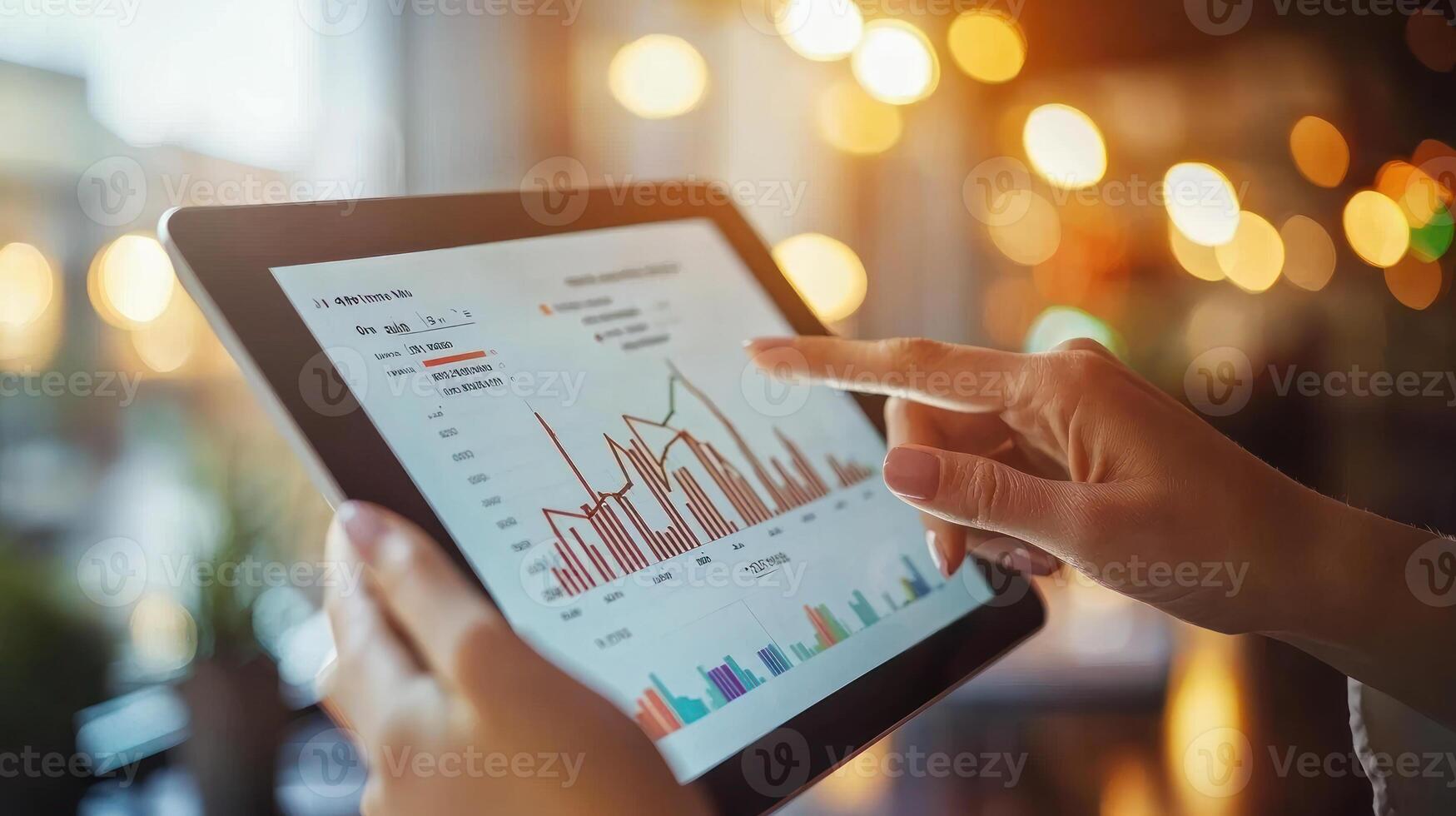 Close Up of Tablet Displaying Financial Data photo