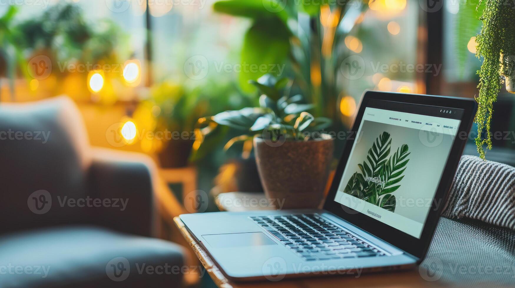 Cozy Laptop Setup with E Commerce Website Display photo