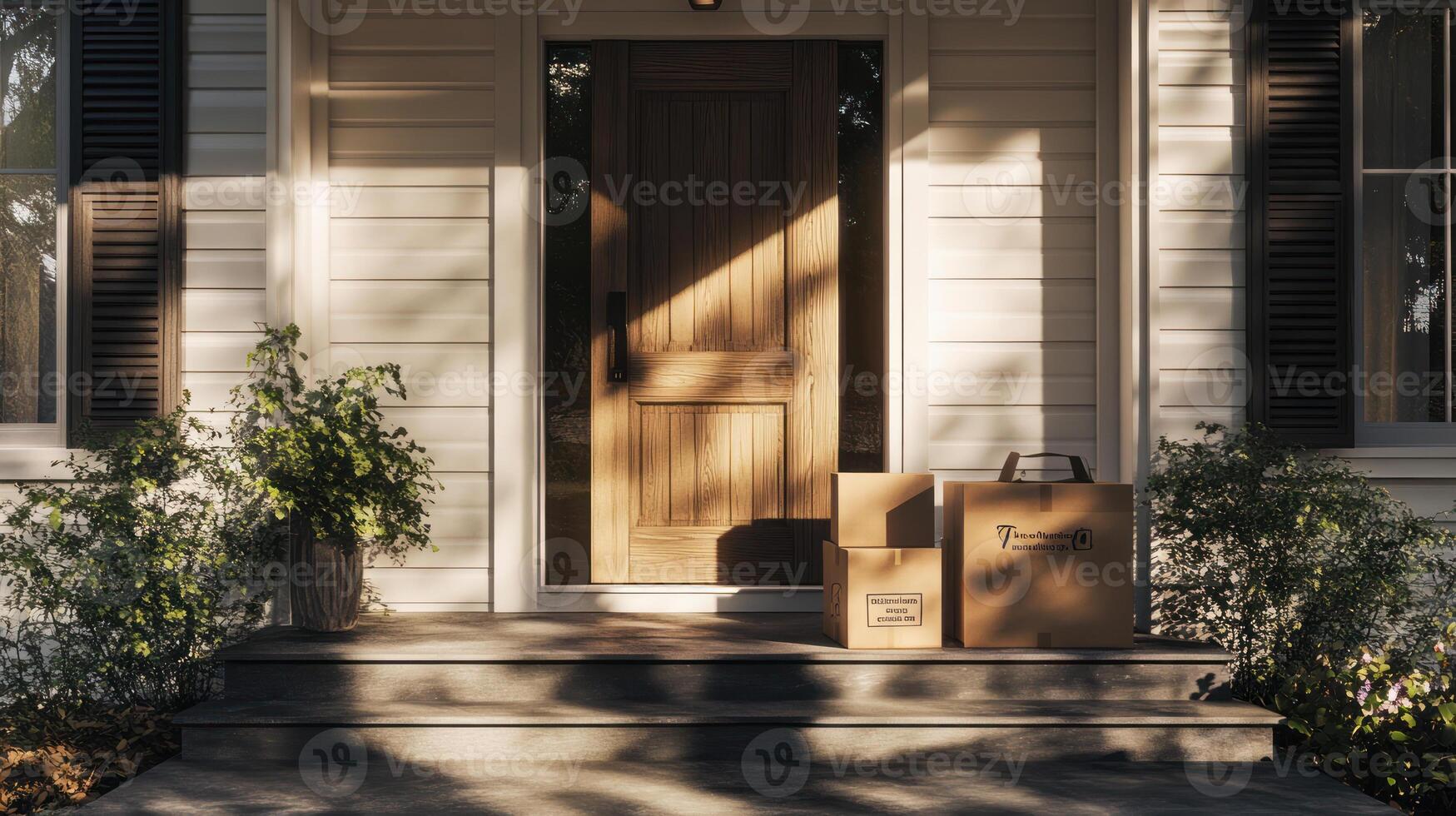 Welcoming Front View of Delivery at a Doorstep photo