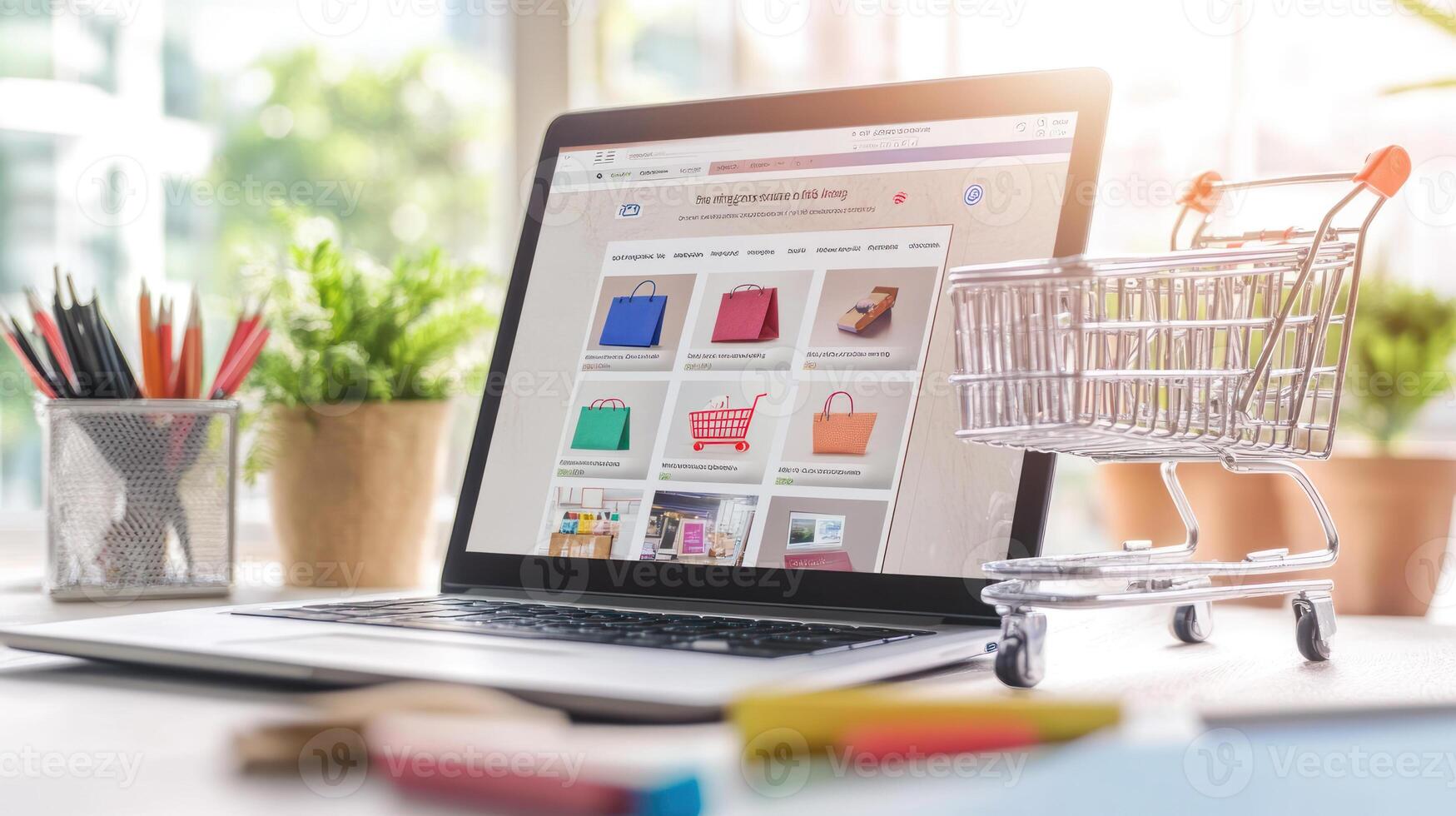Laptop Displaying Online Shopping Website photo