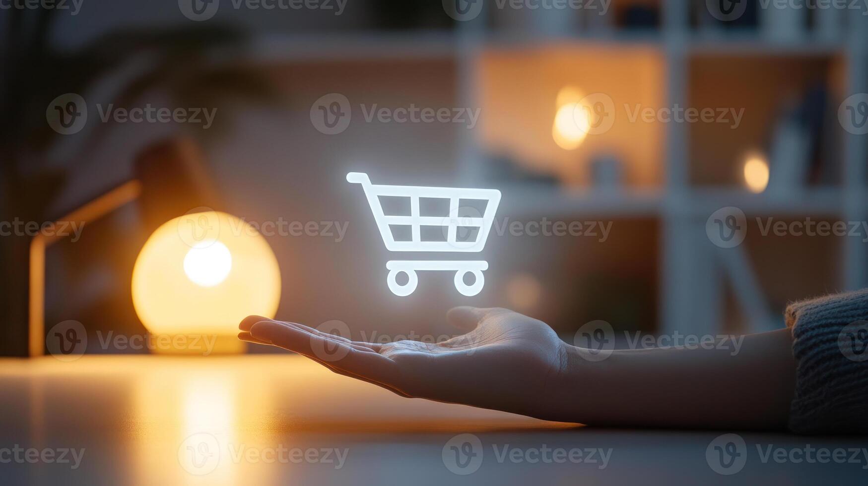 Virtual Cart Icon on Screen in Close Up View photo