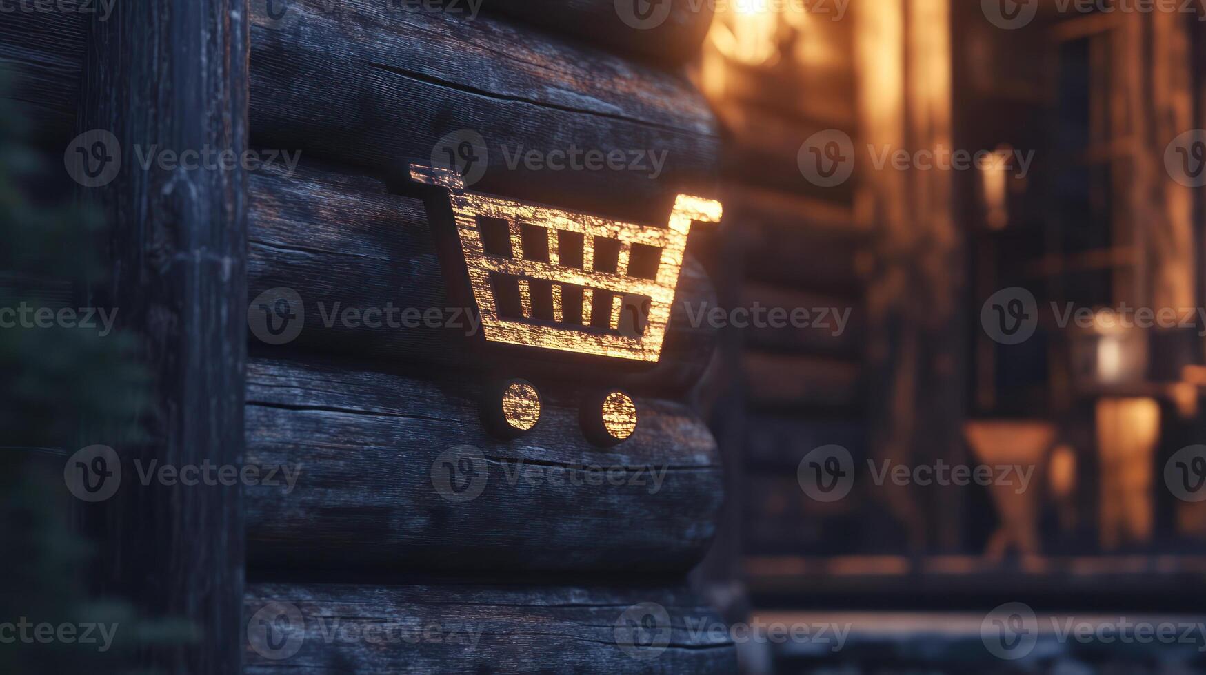 Close up of Cart Icon on Rustic Wall photo
