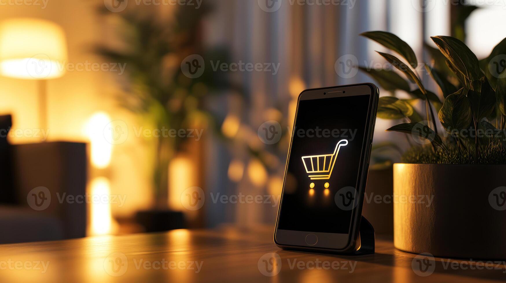 Front View of a Smartphone in a Cozy Setting photo