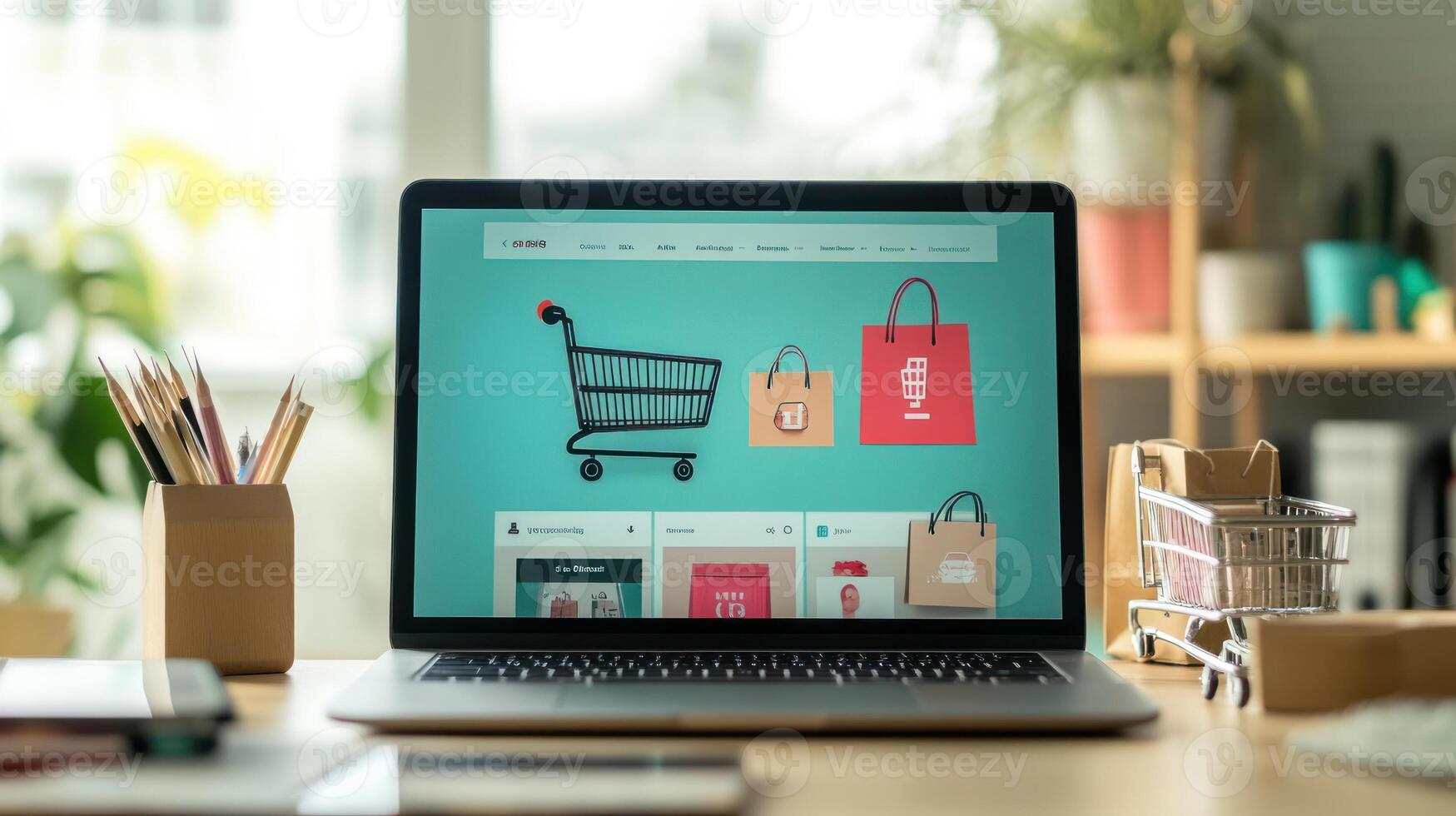 Laptop Displaying Online Commerce Concepts photo