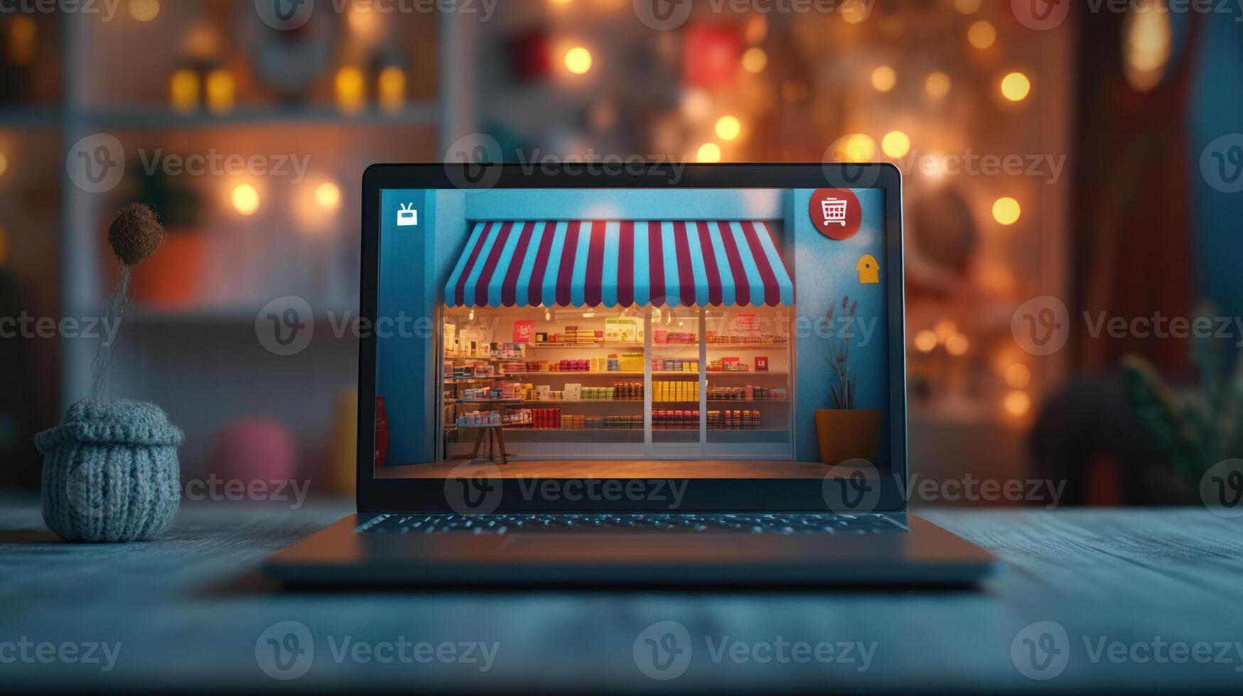Vibrant Laptop Screen Displaying Online Store Interface photo