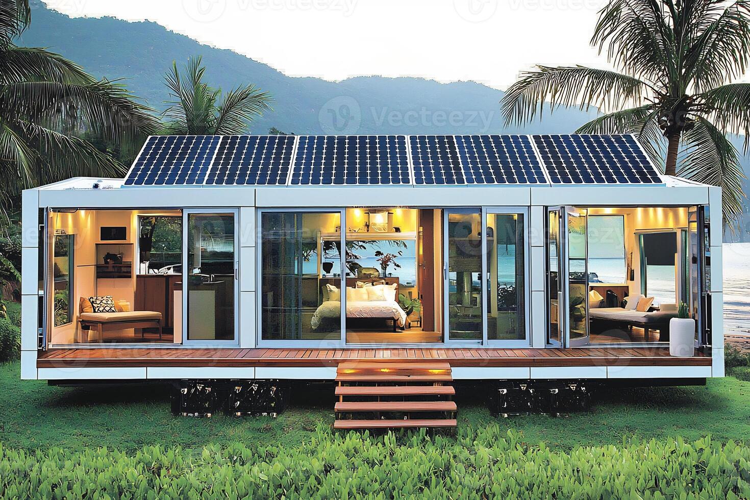 Solar Powered Eco Friendly Tropical Luxury Modular Home Surrounded by Nature and Scenic Landscapes photo