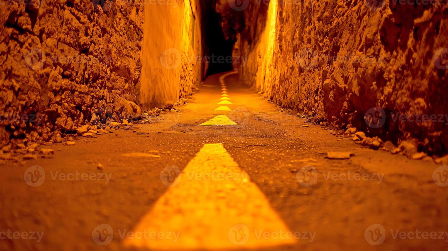 Glowing Passage Through Ancient Stone Tunnel Inviting and Discovery photo