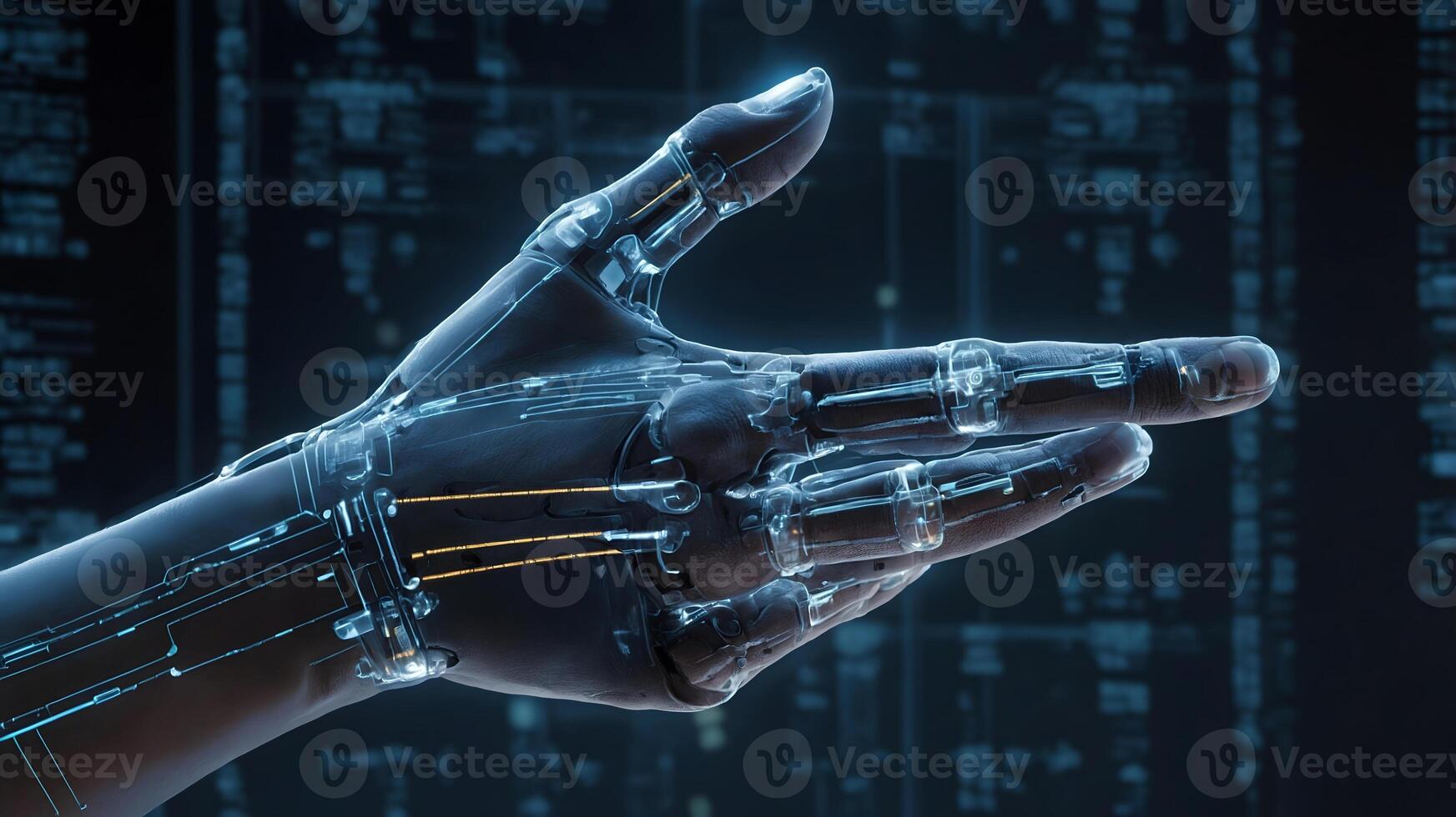A robotic hand is pointing at something photo
