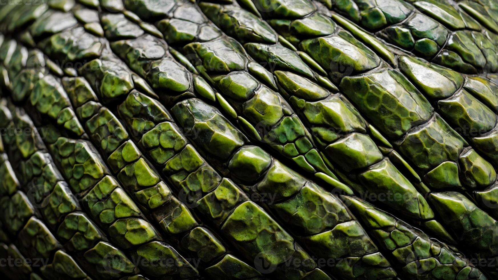 A close up of a green snake skin photo