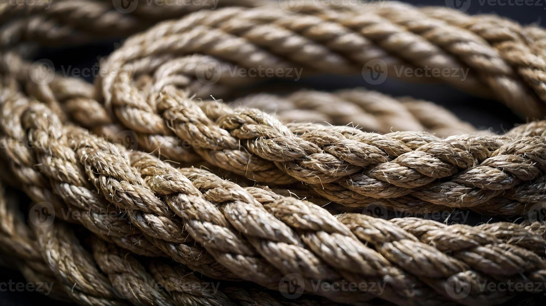 Close up of a rope on a black background photo
