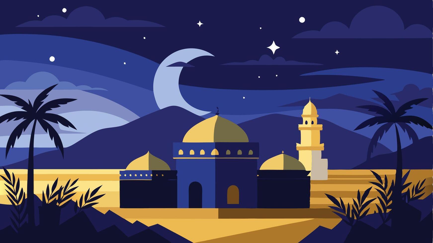 Shab e Barat Islamic night greeting card with arabesque border and moon frame vector