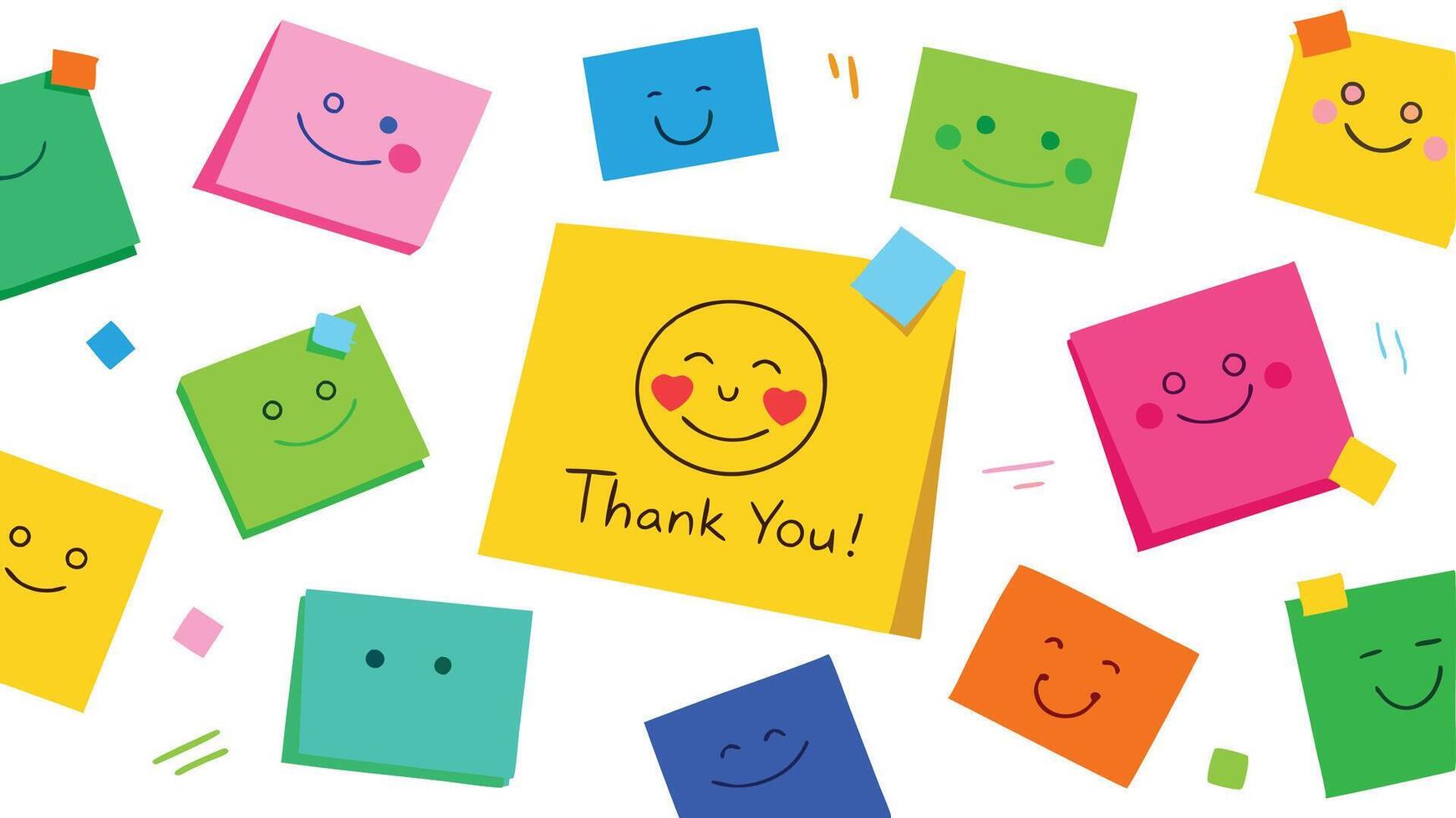 thank you note with smiley faces vector