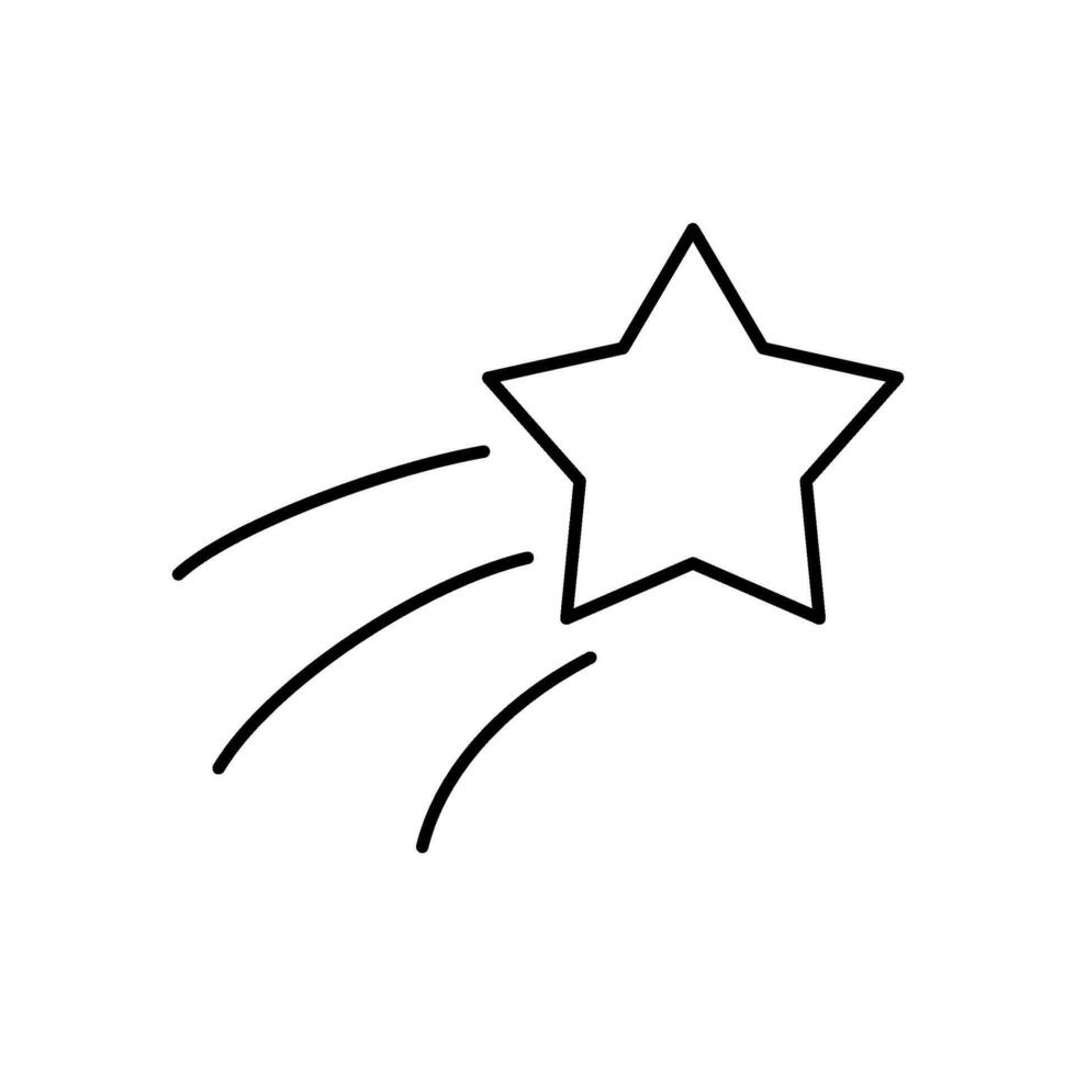 Shooting star stroke outline icon isolated on white background. vector