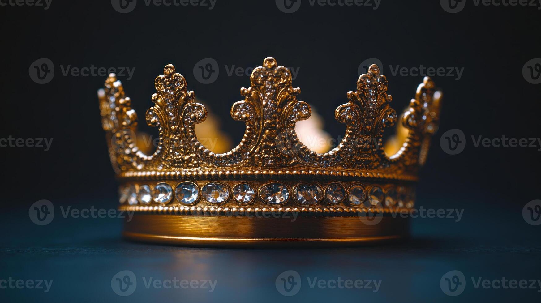 A stunning crown gleams with intricate designs and sparkling jewels, catching the light photo