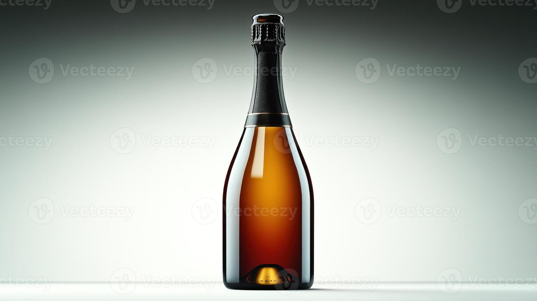 A gleaming bottle of sparkling wine rests elegantly on a surface, exuding a festive spirit photo