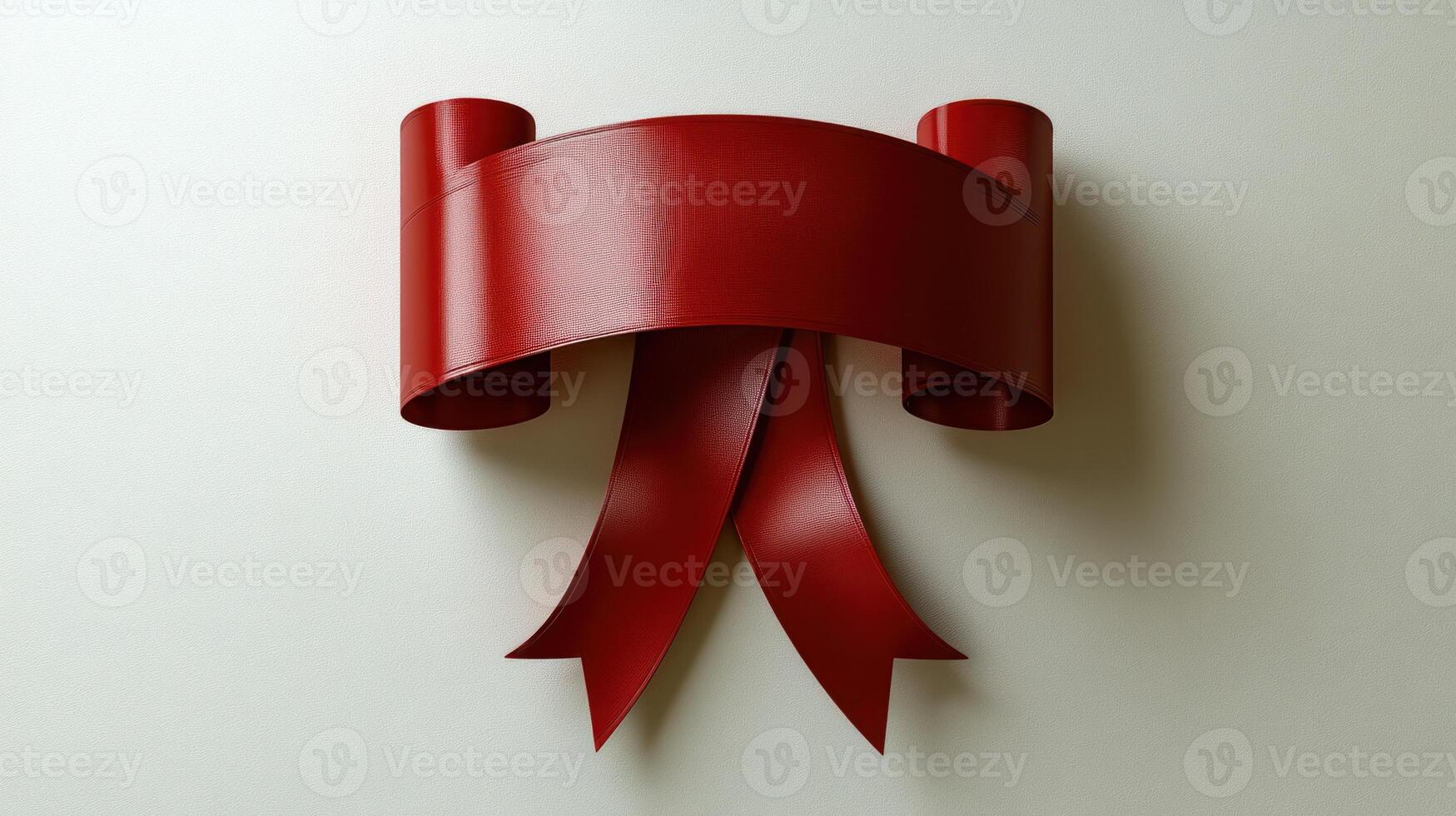 An eye-catching red ribbon adds a bold touch to a simple wall, perfect for celebrations photo