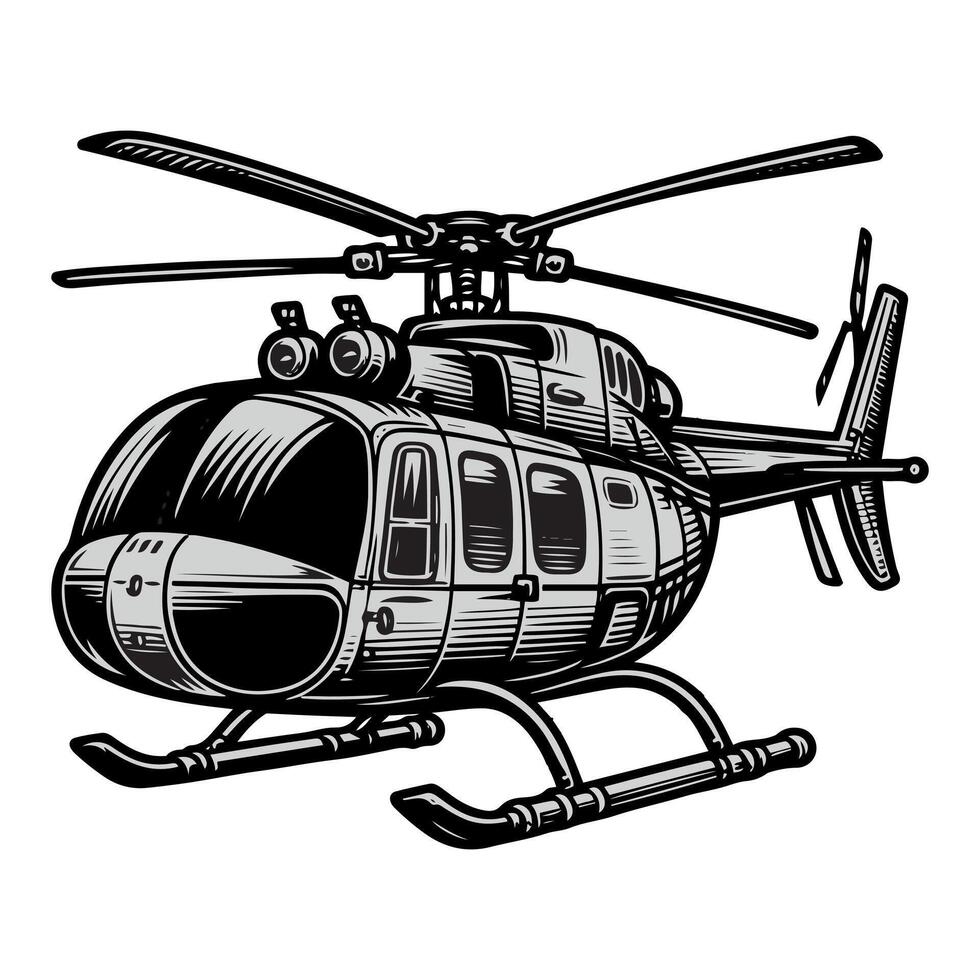 A bold helicopter silhouette design ideal for stickers or prints for your home vector