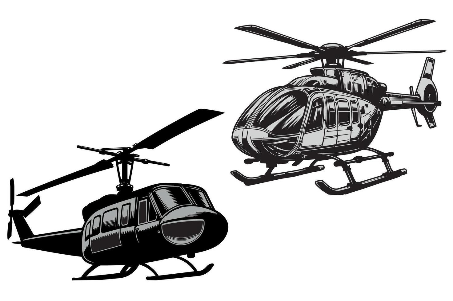 Modern and sleek, this silhouette captures the essence of helicopters in a timeless design vector