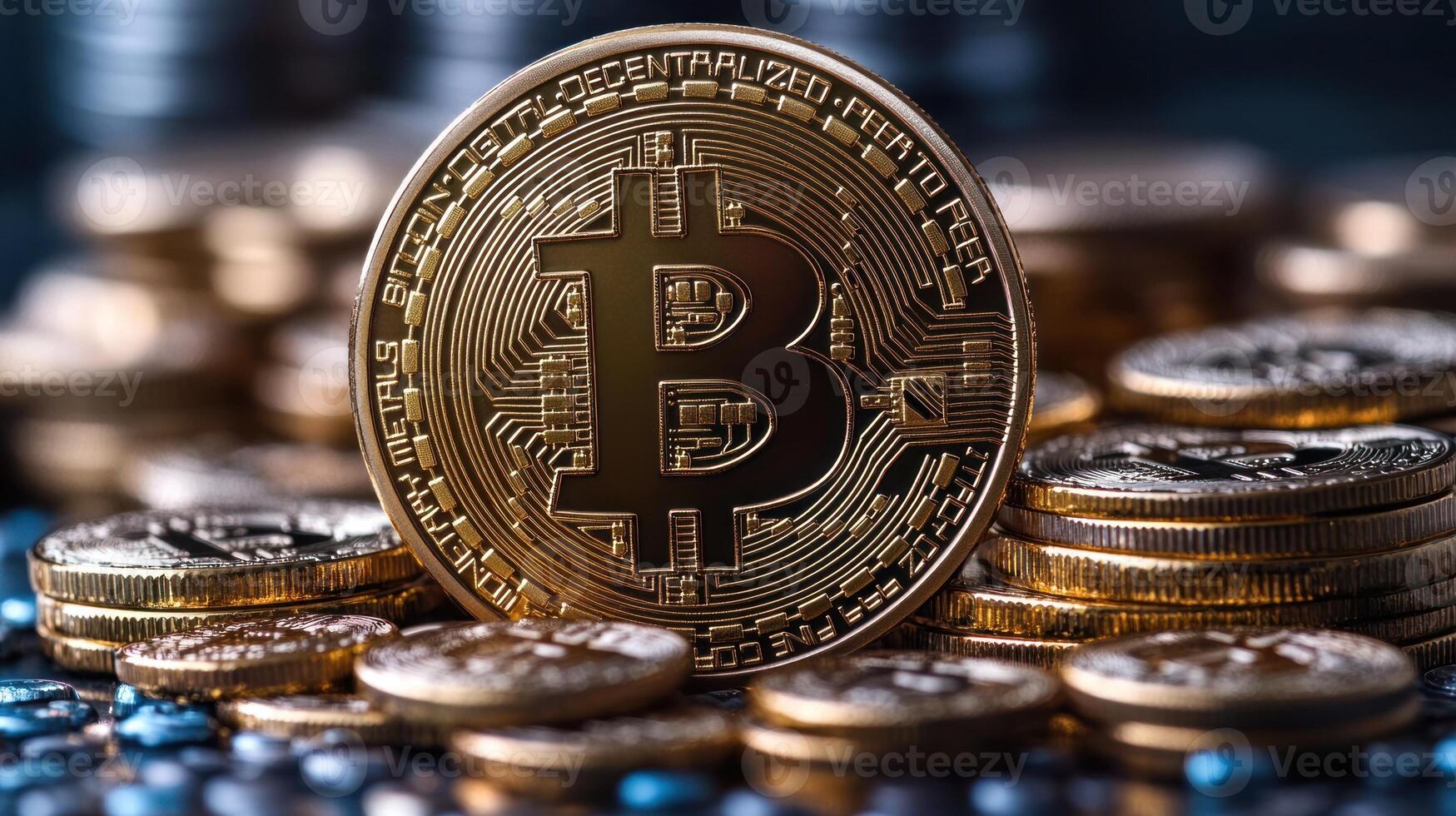 Golden coins symbolize cryptocurrency, highlighting bitcoin's role in digital finance photo