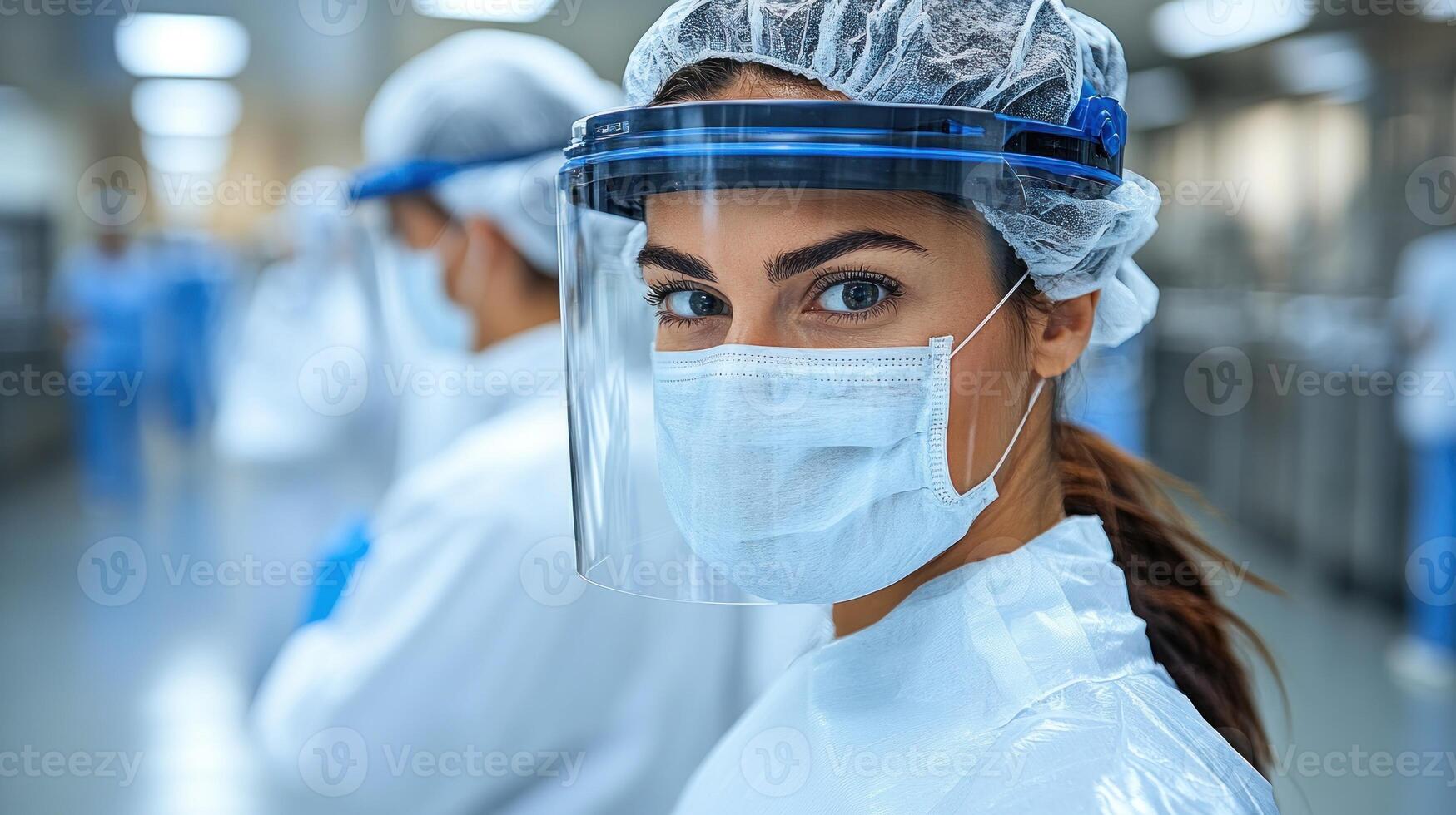Healthcare workers gear up for a tough hospital shift, showcasing commitment and teamwork photo