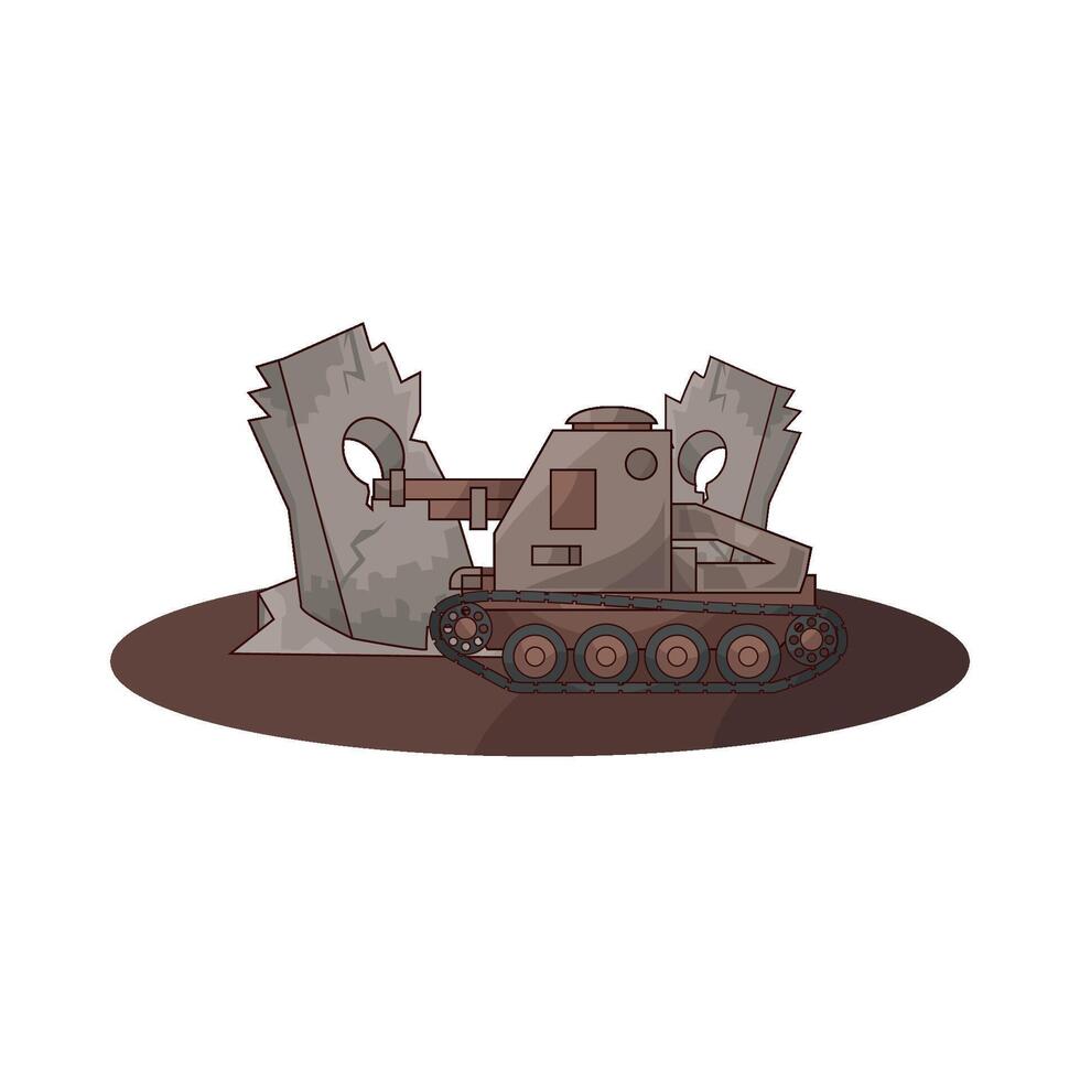 military tank next to a rock vector