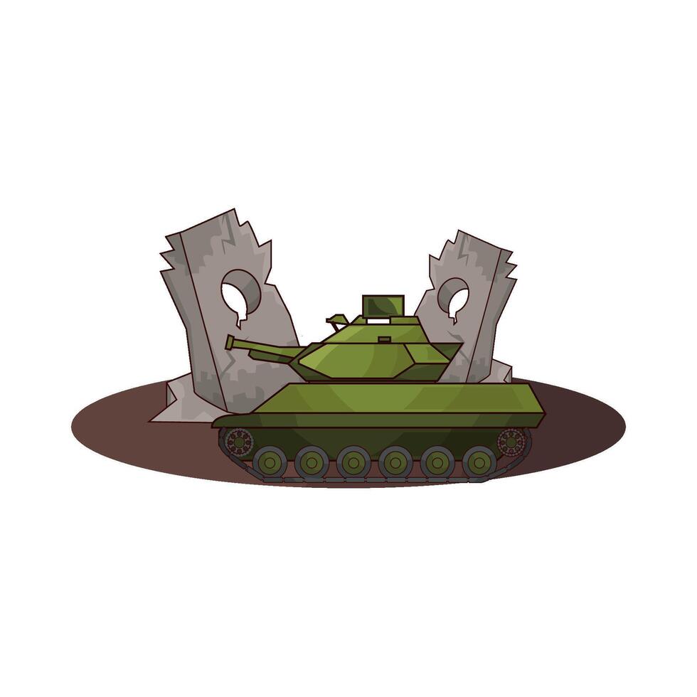 military tank near the rock vector
