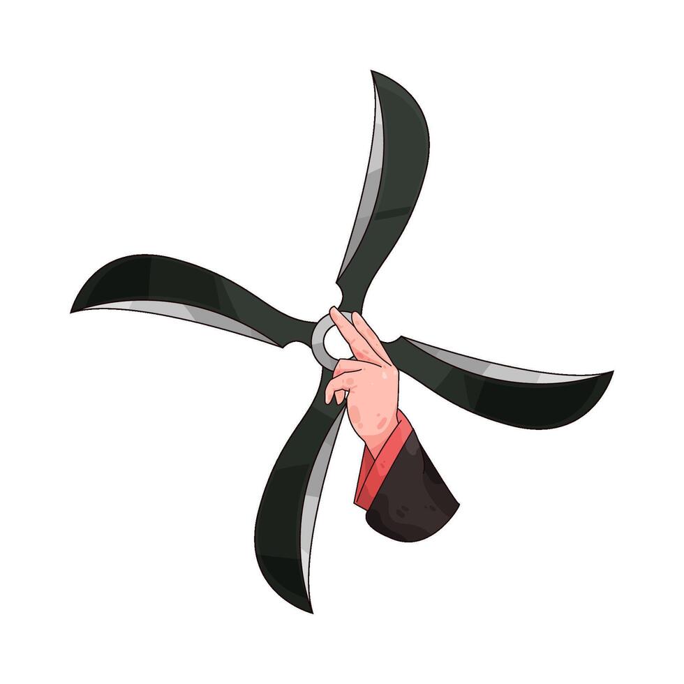 illustration of hands and shuriken vector