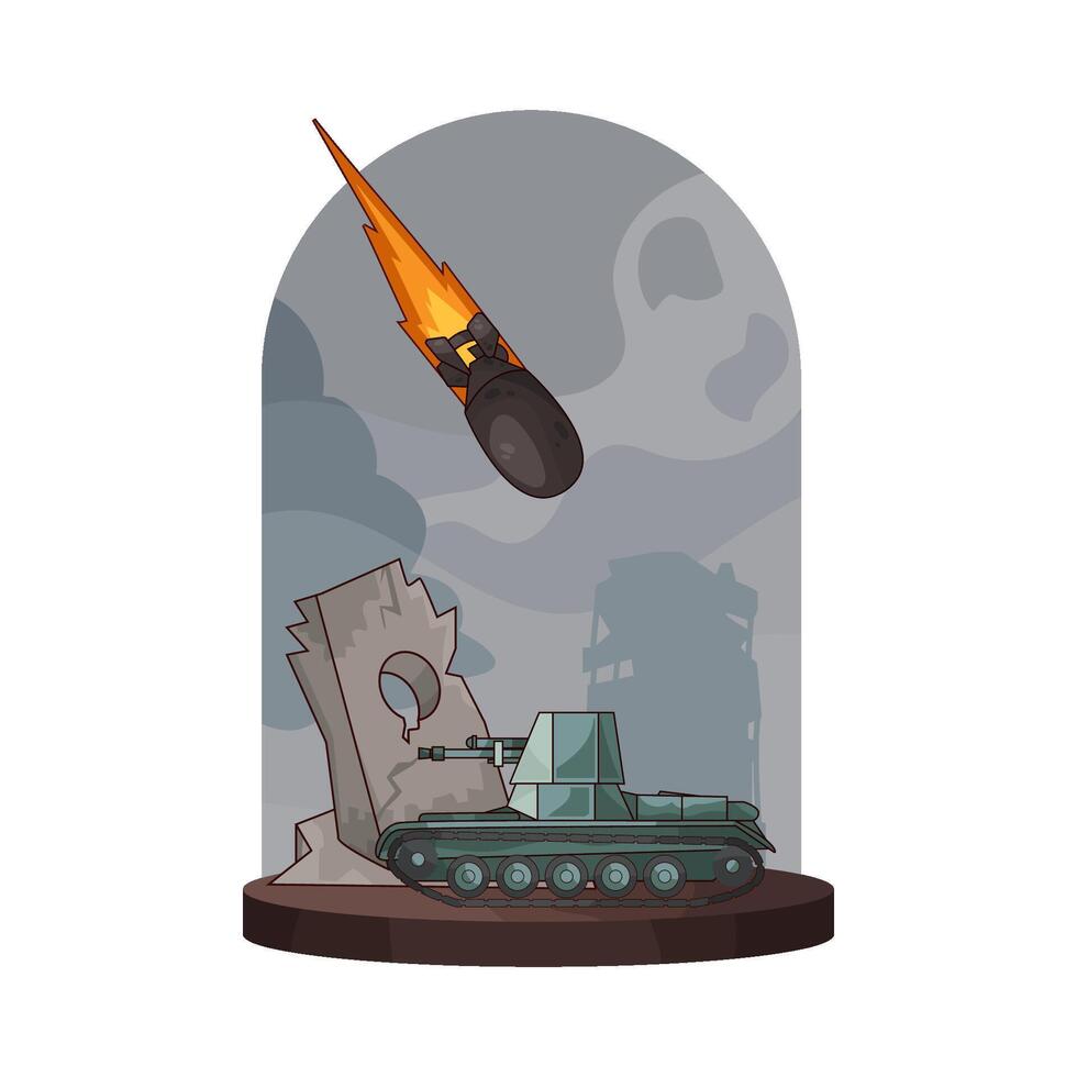 military tanks and bombs illustration vector