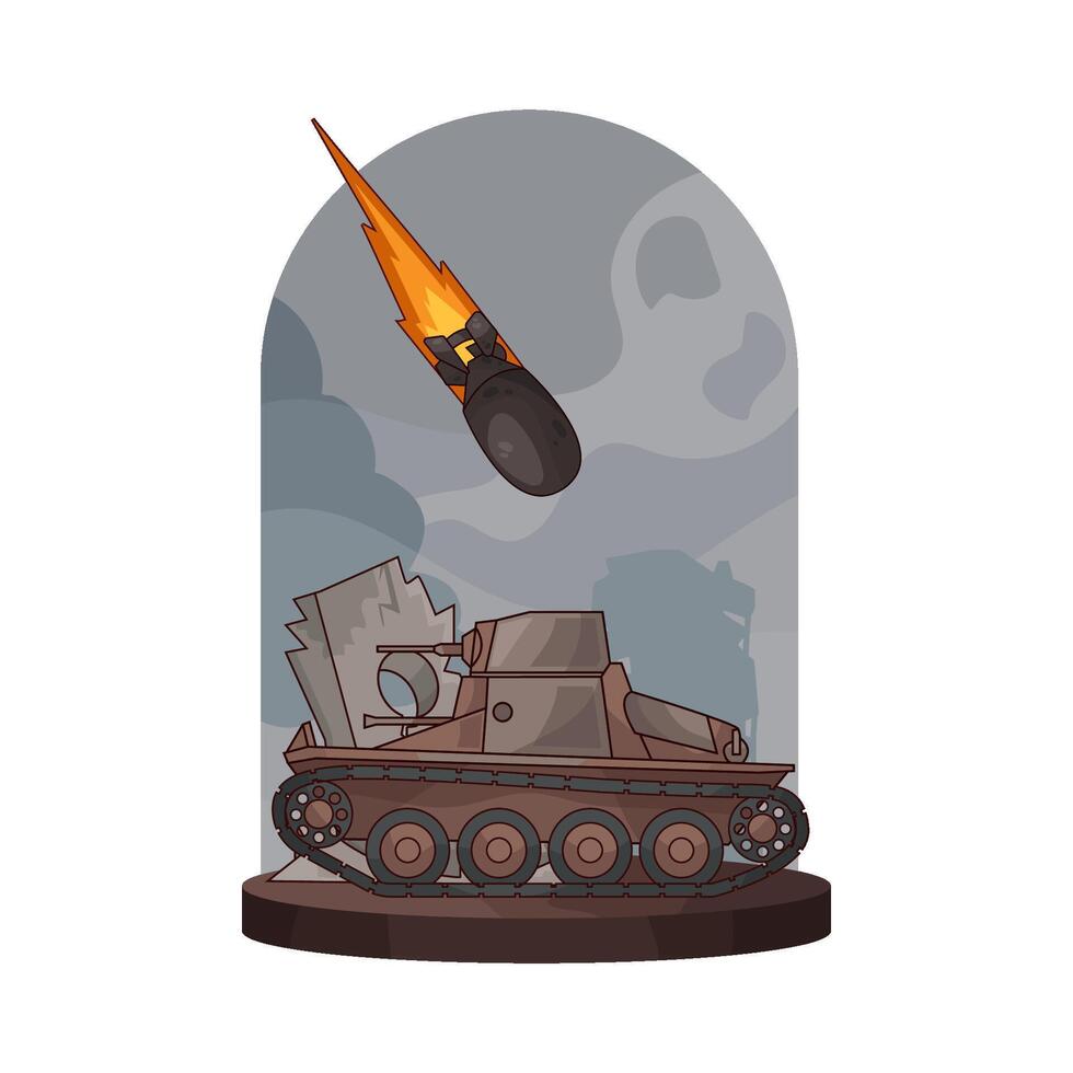 illustration of military tanks and bombs vector