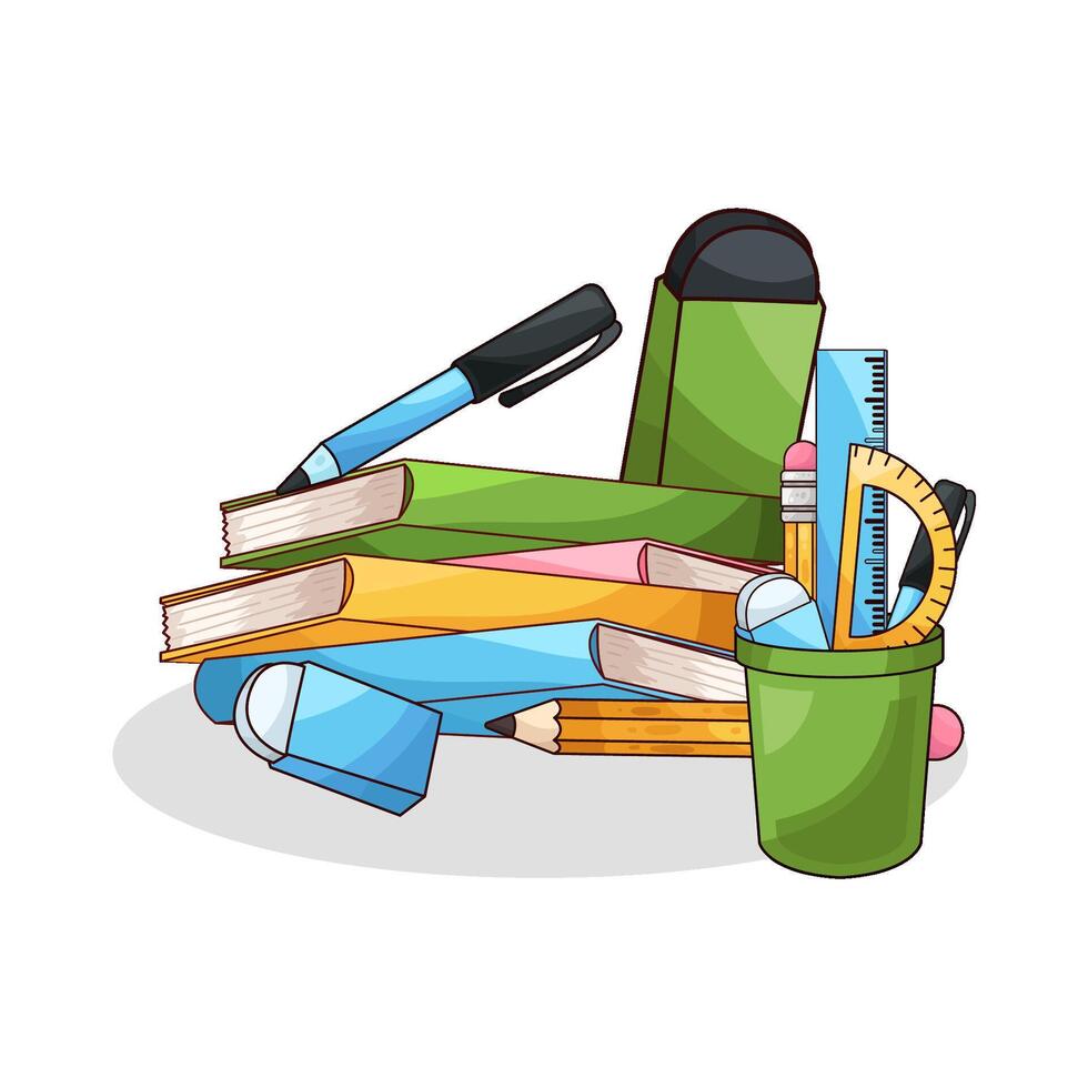 stationery with books vector